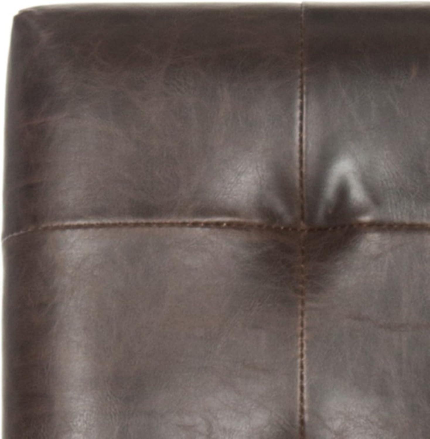 image:imageSAFAVIEH Home Collection Thompson Clay Faux Leather Espresso 30inch Nailhead Trim Tufted Kitchen Breakfast Nook Dining Pub Bar StoolAntique Brown