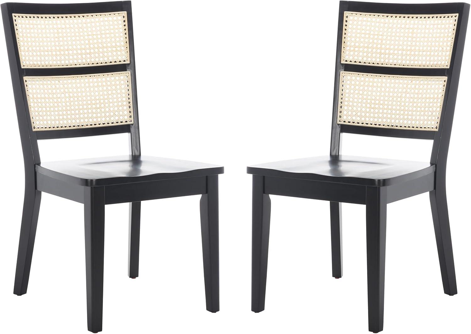 image:imageSAFAVIEH Home Collection Toril Coastal BlackWhiteNatural Dining Chair Set of 2BlackNatural