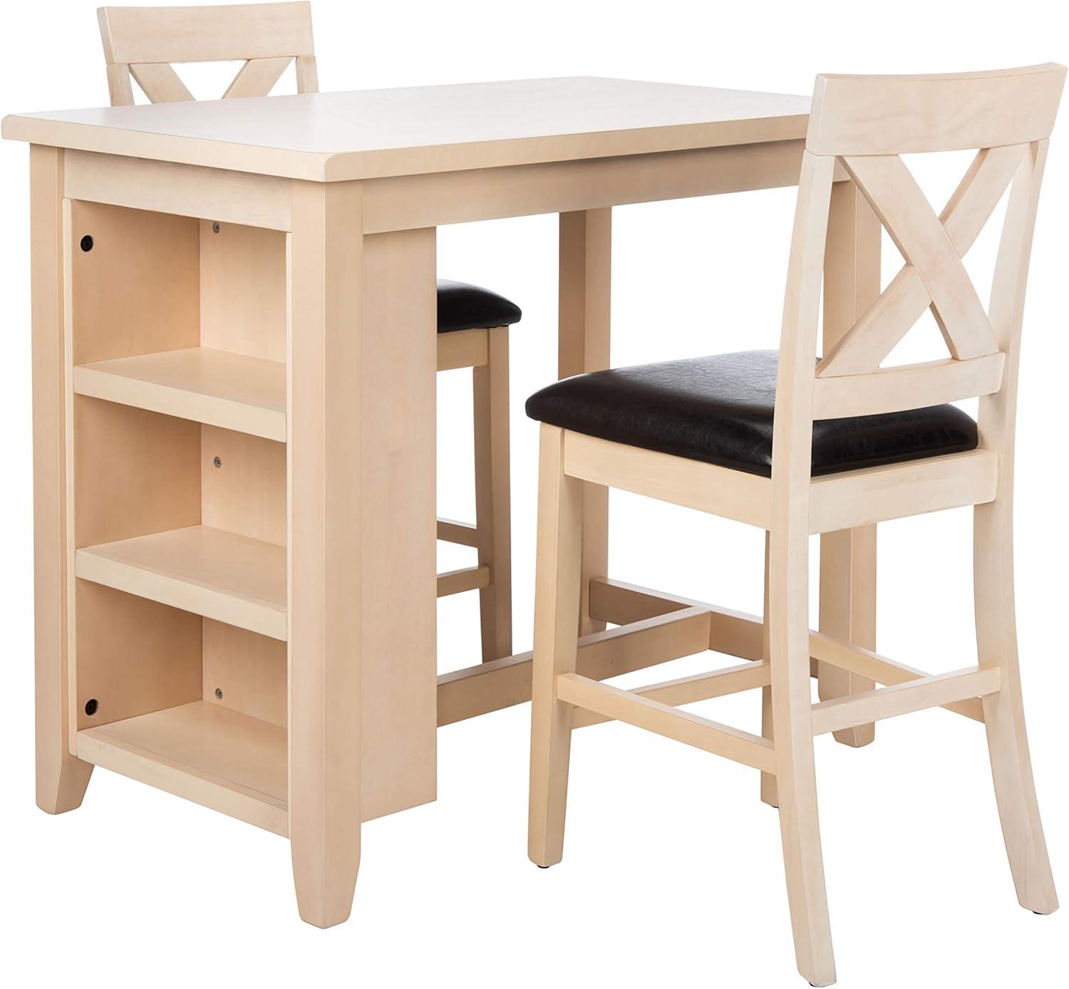 image:imageSAFAVIEH Home Everest White Washed Wood 3Piece Storage Shelves Pub Set WhiteWashedWhite Washed