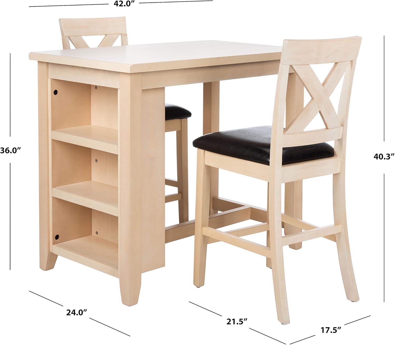 image:imageSAFAVIEH Home Everest White Washed Wood 3Piece Storage Shelves Pub Set WhiteWashedWhite Washed