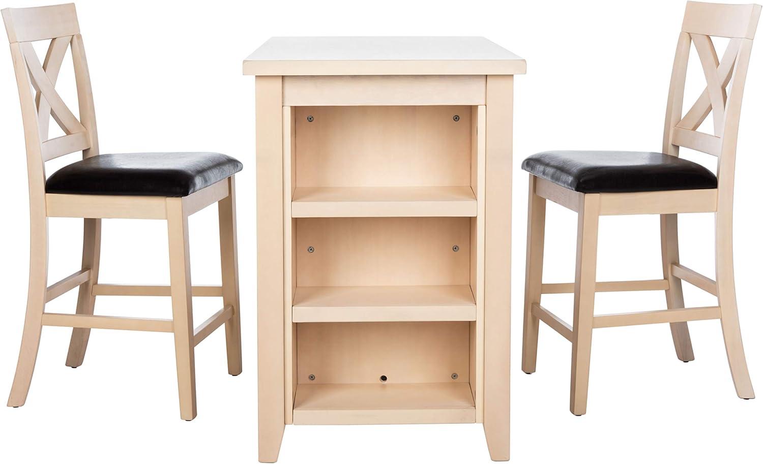 image:imageSAFAVIEH Home Everest White Washed Wood 3Piece Storage Shelves Pub Set WhiteWashedWhite Washed