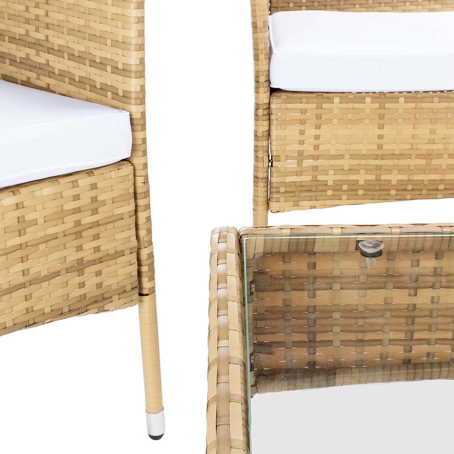 image:imageSAFAVIEH Outdoor Collection Abdul NaturalWhite Cushion 4Piece Conversation Patio Set PAT7504DNaturalWhite