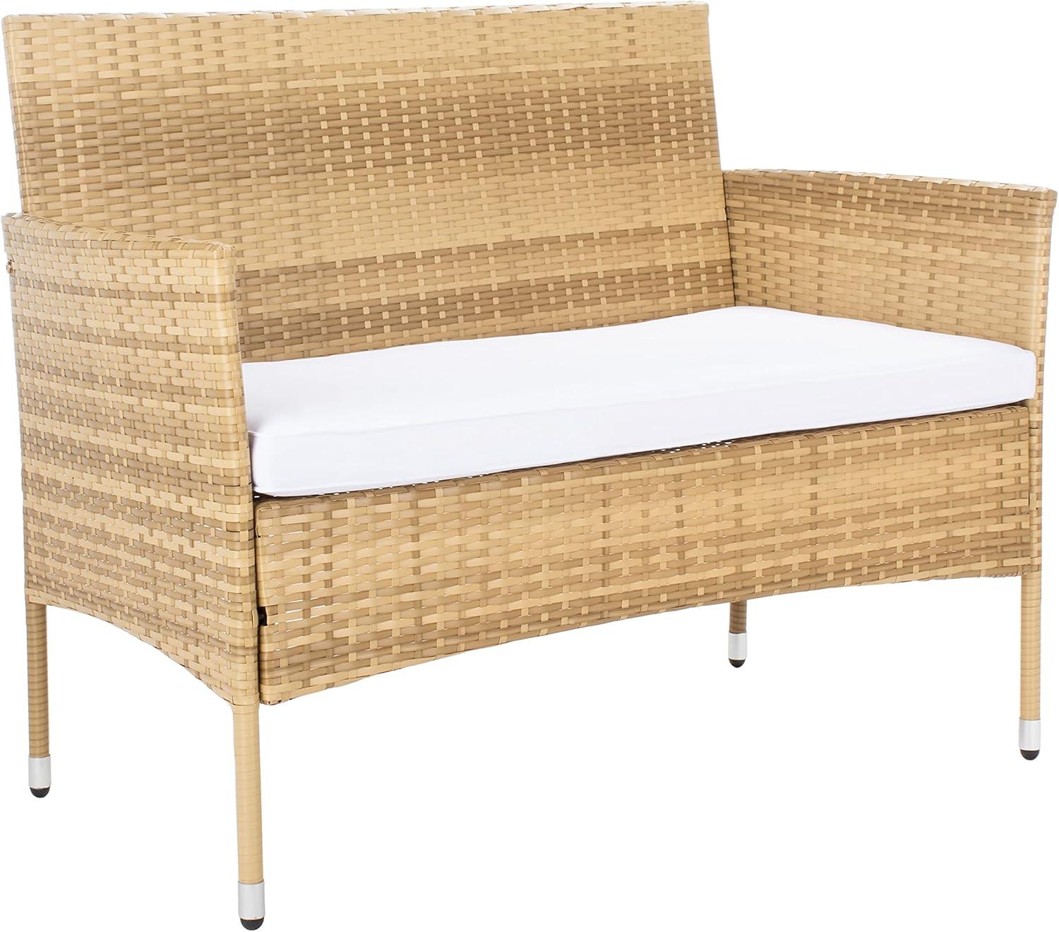 image:imageSAFAVIEH Outdoor Collection Abdul NaturalWhite Cushion 4Piece Conversation Patio Set PAT7504DNaturalWhite