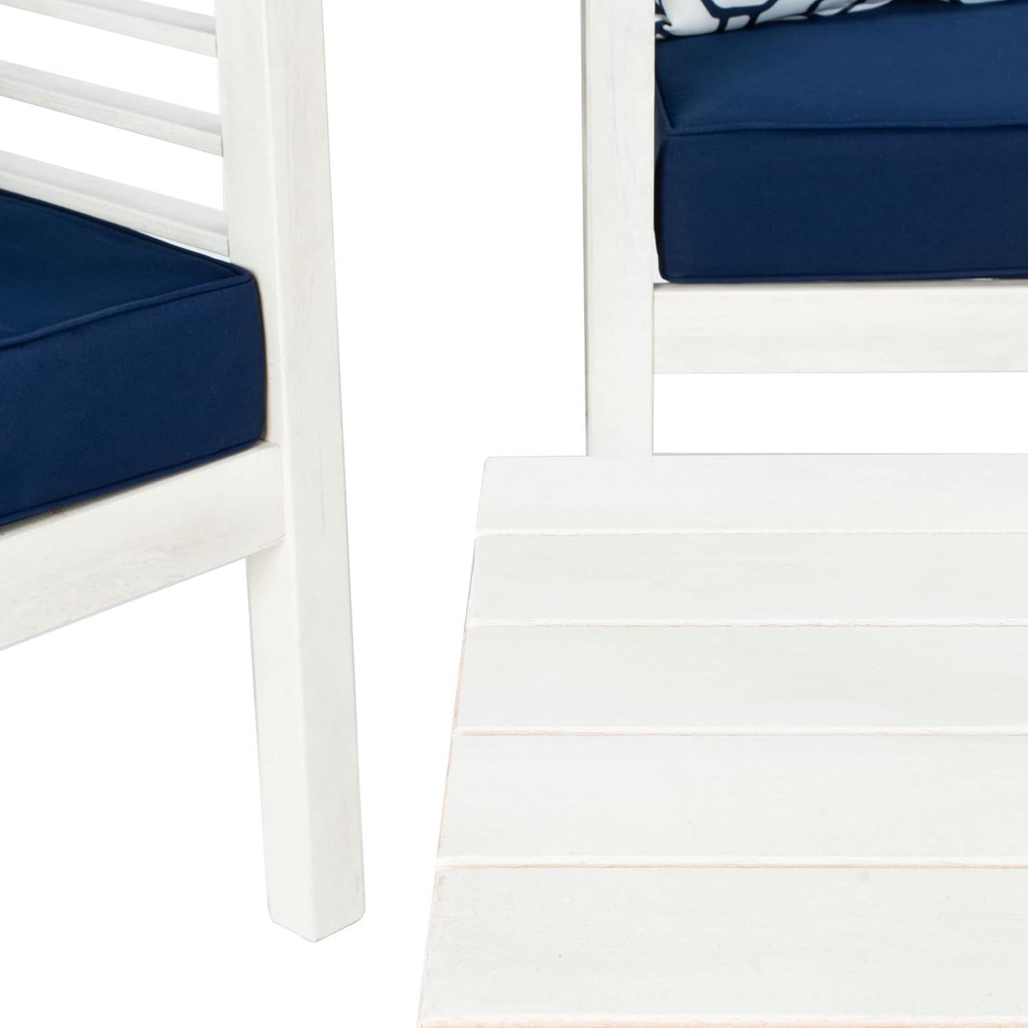 image:imageSAFAVIEH Outdoor Collection Alda Grey Wash White Cushions Light Blue Pillows 4Piece Conversation Patio SetWhite Navy Trellis Pillow