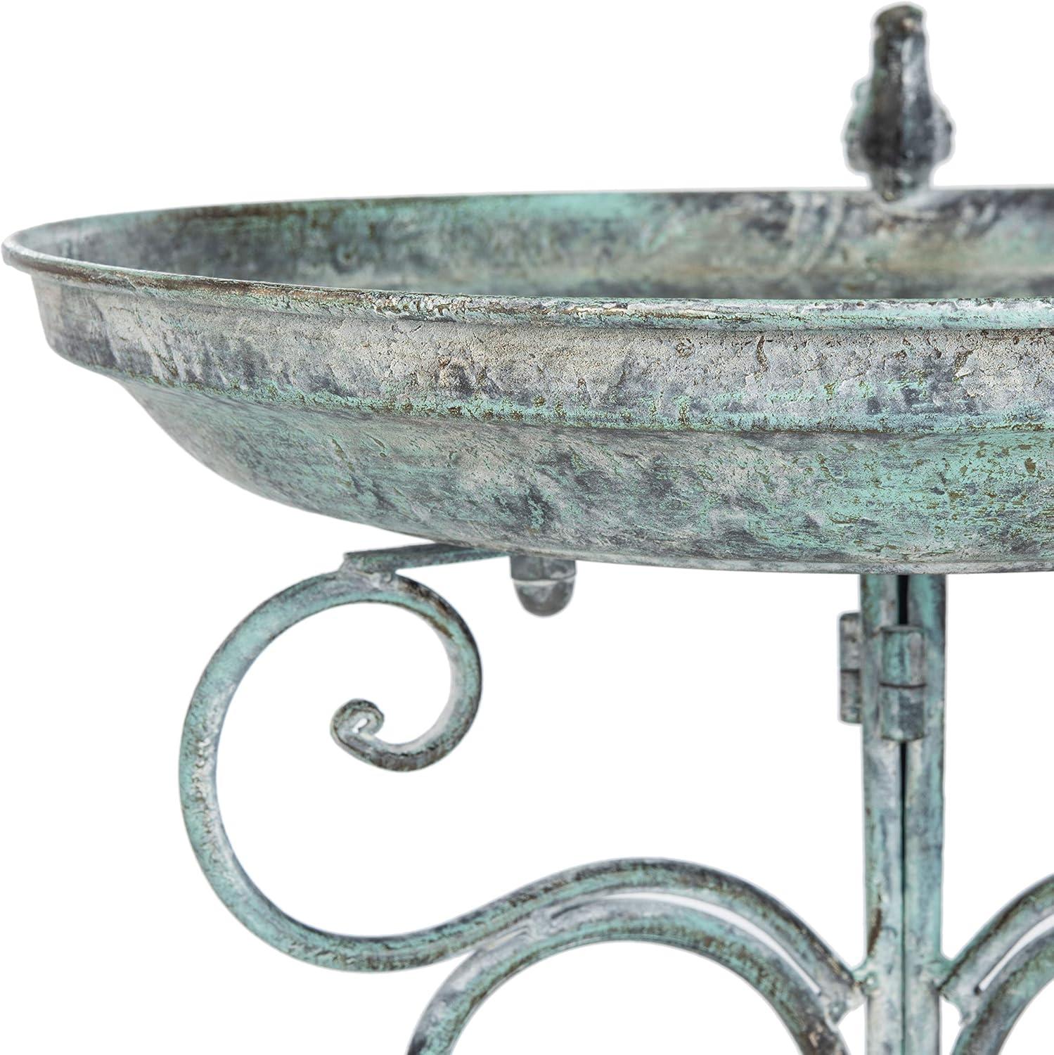 image:imageSAFAVIEH Outdoor Collection Ashlan Antique Blue Victorian Scroll Iron Garden Patio Backyard Charming Bird BathAntique Dark Green