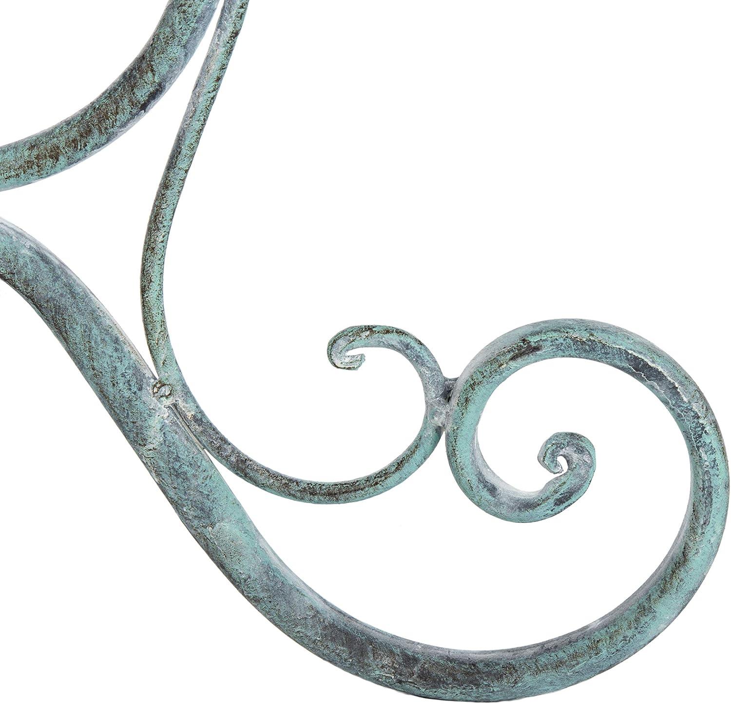 image:imageSAFAVIEH Outdoor Collection Ashlan Antique Blue Victorian Scroll Iron Garden Patio Backyard Charming Bird BathAntique Dark Green
