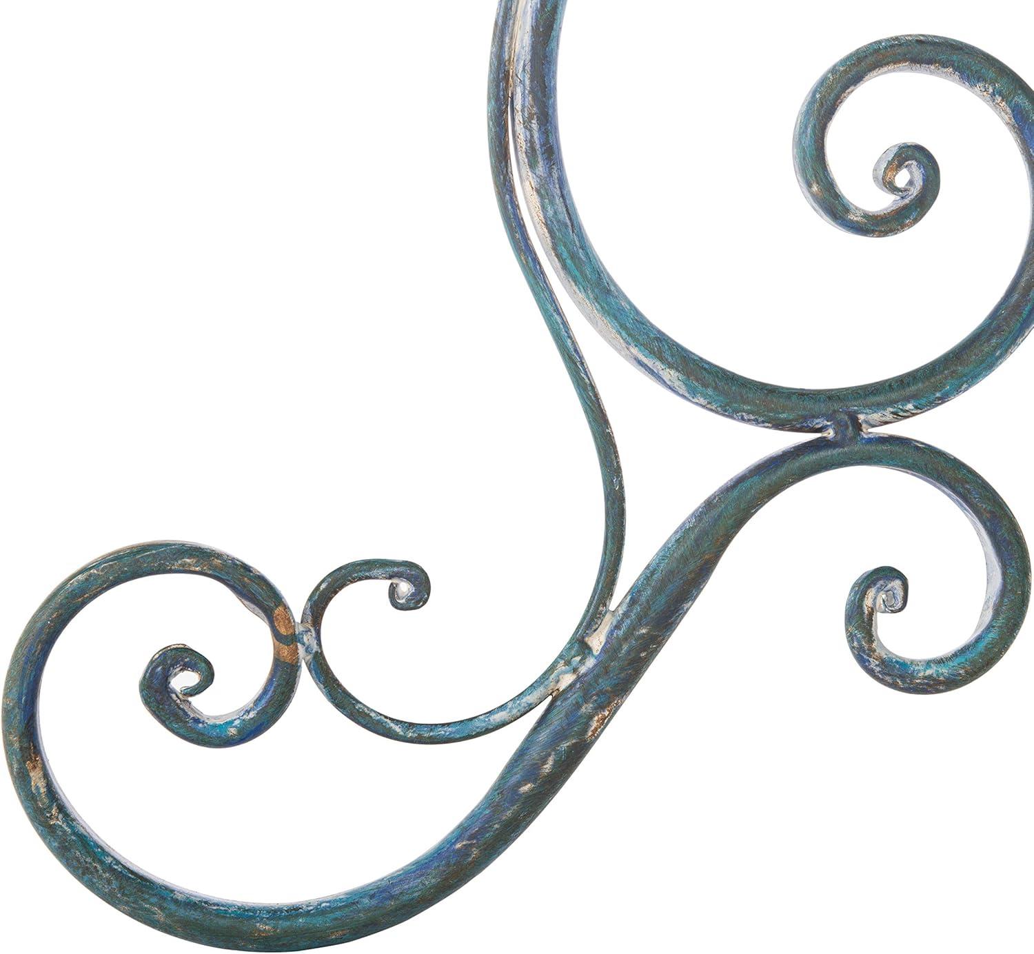 image:imageSAFAVIEH Outdoor Collection Ashlan Antique Blue Victorian Scroll Iron Garden Patio Backyard Charming Bird BathMossy Blue