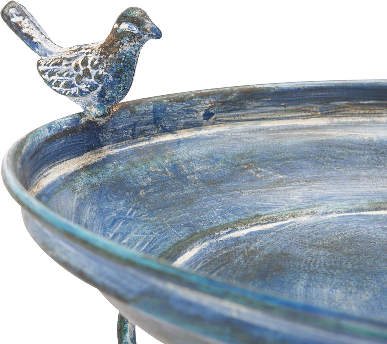 image:imageSAFAVIEH Outdoor Collection Ashlan Antique Blue Victorian Scroll Iron Garden Patio Backyard Charming Bird BathMossy Blue
