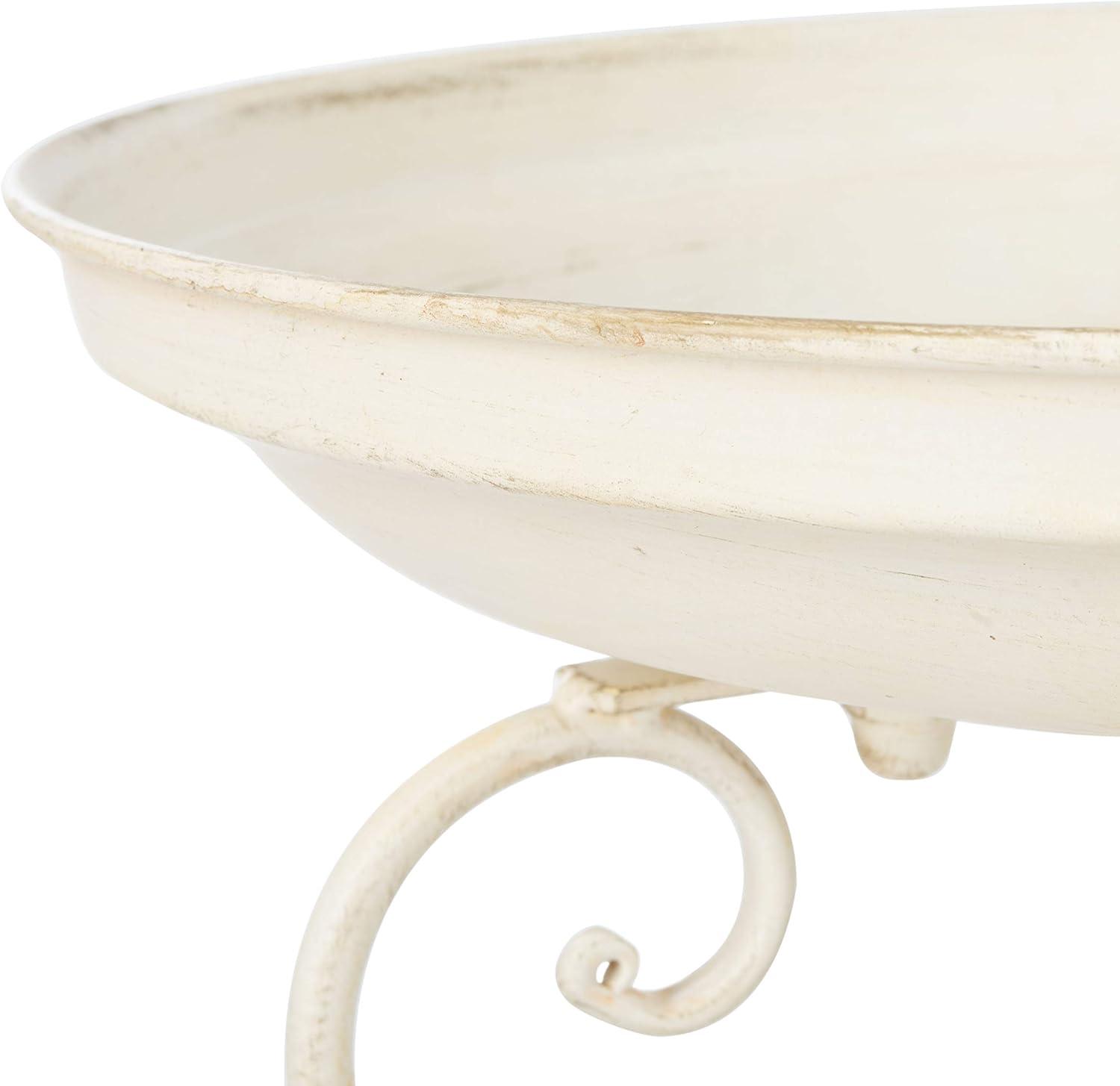 image:imageSAFAVIEH Outdoor Collection Ashlan Antique Blue Victorian Scroll Iron Garden Patio Backyard Charming Bird BathPearl White
