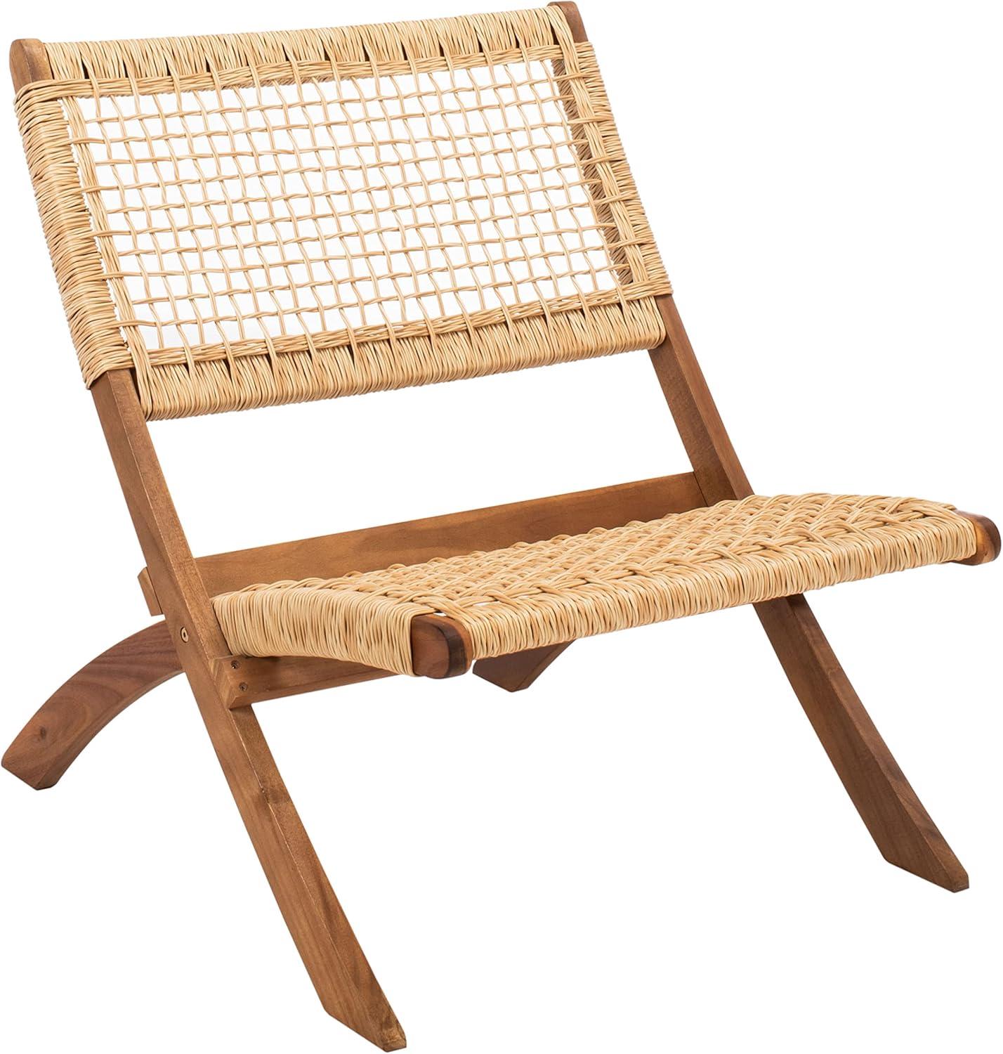 image:imageSAFAVIEH Outdoor Collection Blaze Coastal Natural Acacia WoodLight Brown 5Piece Coffee SetNaturalNatural