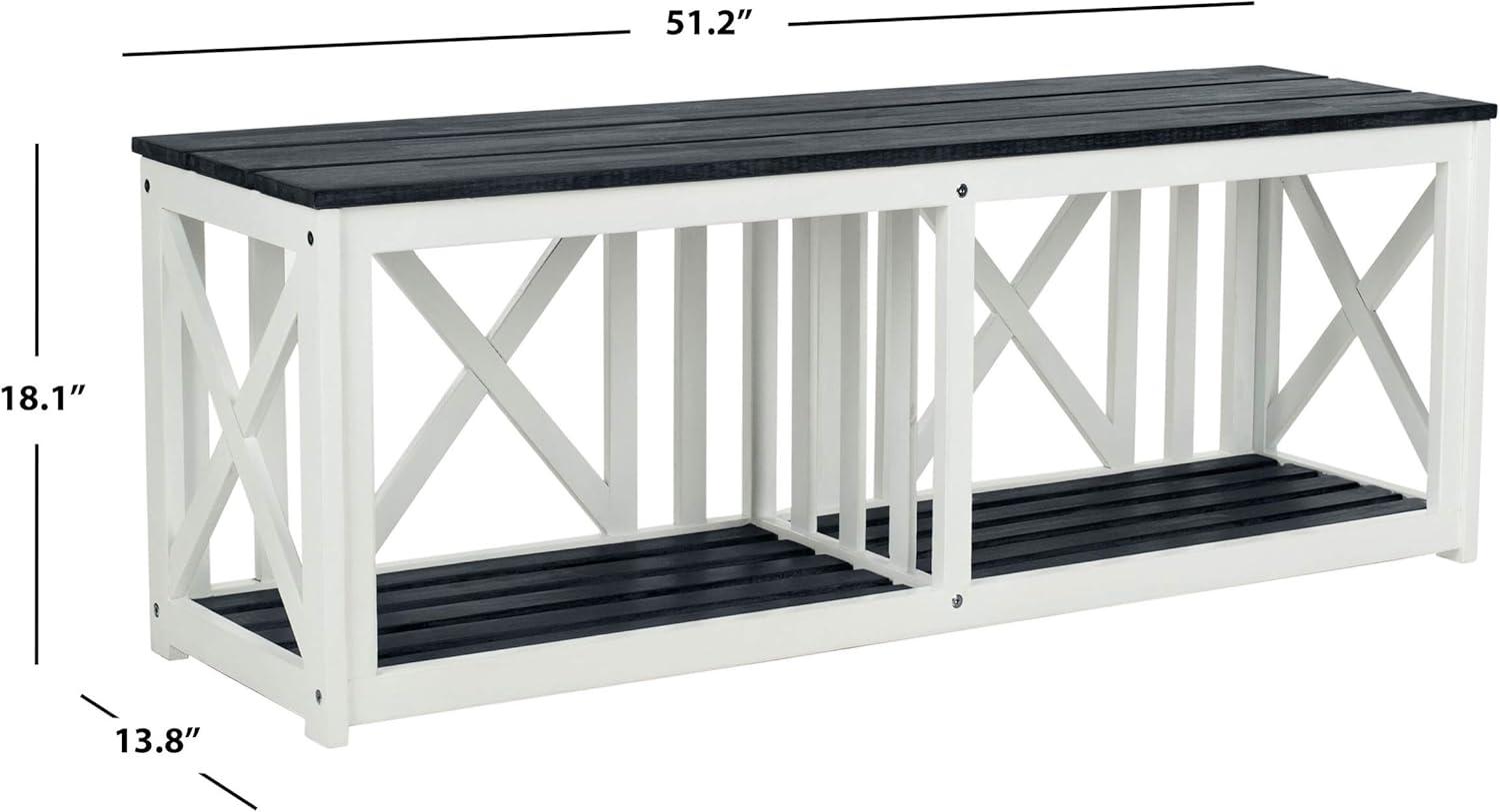 image:imageSAFAVIEH Outdoor Collection Branco White and Ash Grey BenchDark Slate Gray White