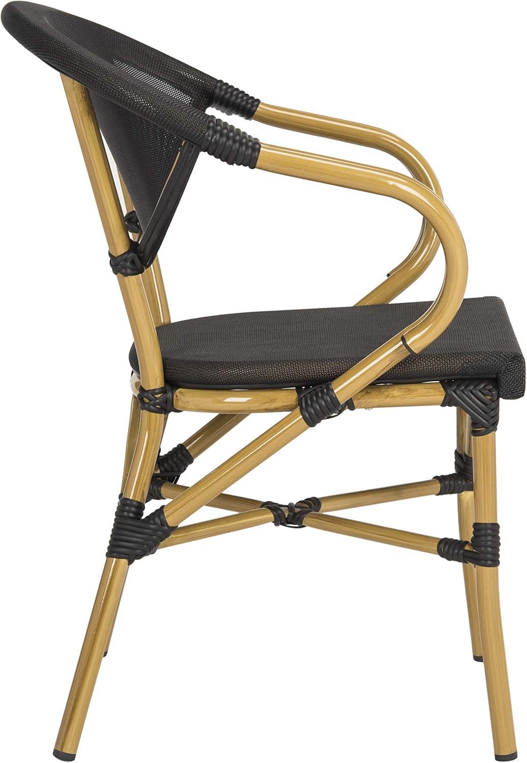 image:imageSAFAVIEH Outdoor Collection Burke Black Stacking Arm Chair