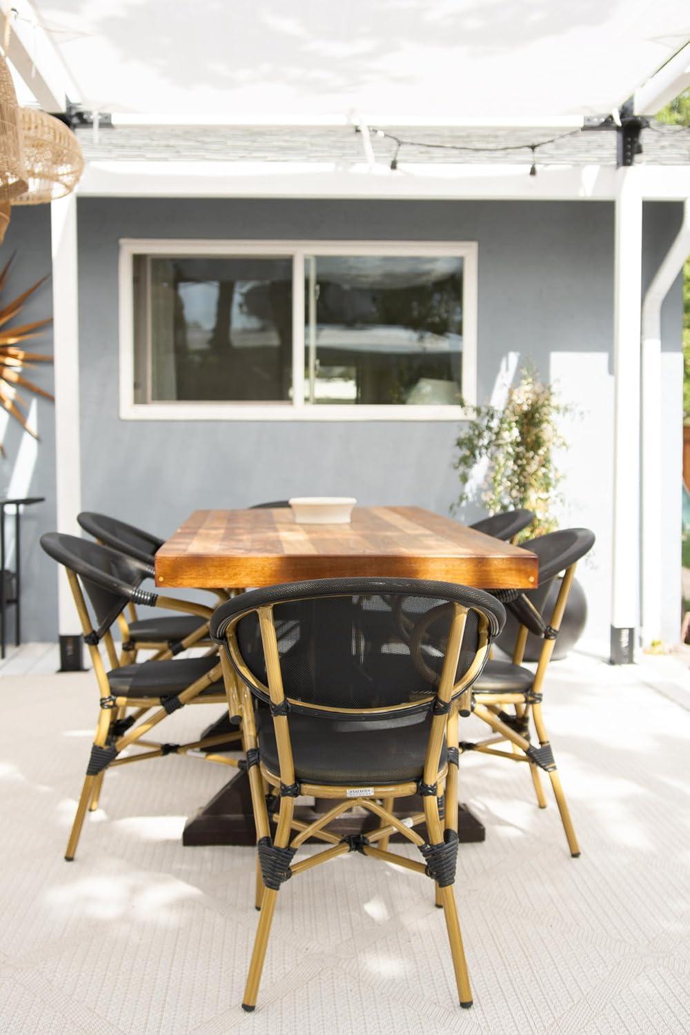image:imageSAFAVIEH Outdoor Collection Burke Black Stacking Arm Chair