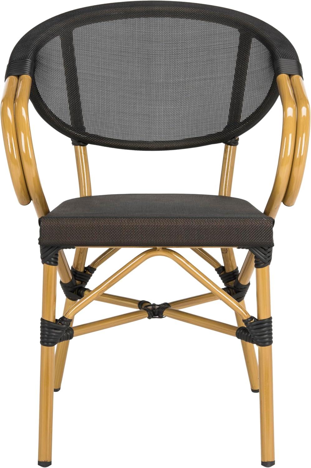 image:imageSAFAVIEH Outdoor Collection Burke Black Stacking Arm Chair