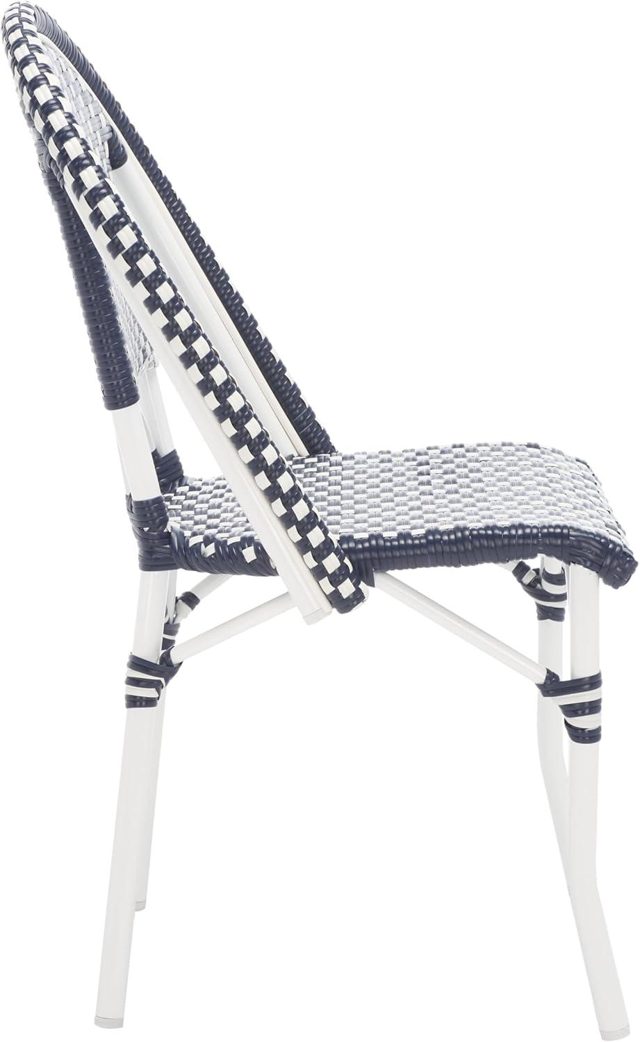 image:imageSAFAVIEH Outdoor Collection California Bistro Navy Side Chair Set of 2 Fully AssembledNavyWhite White