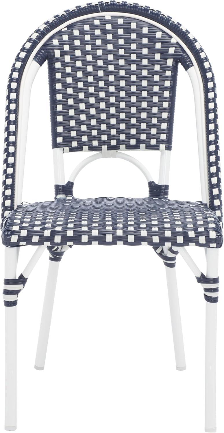 image:imageSAFAVIEH Outdoor Collection California Bistro Navy Side Chair Set of 2 Fully AssembledNavyWhite White