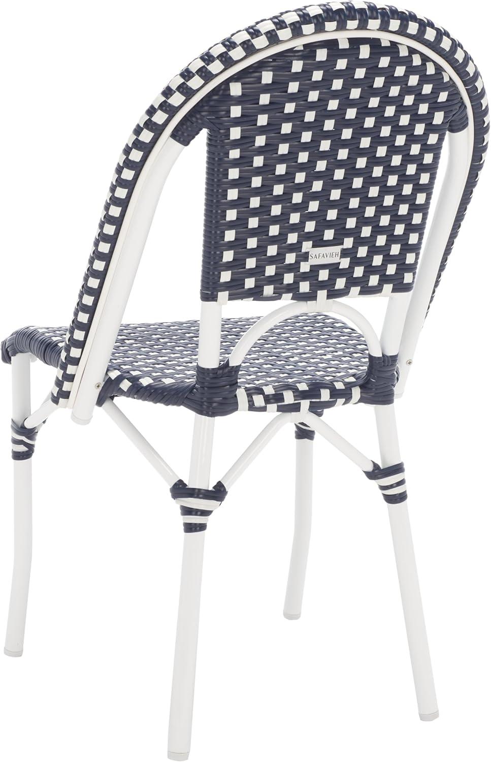image:imageSAFAVIEH Outdoor Collection California Bistro Navy Side Chair Set of 2 Fully AssembledNavyWhite White