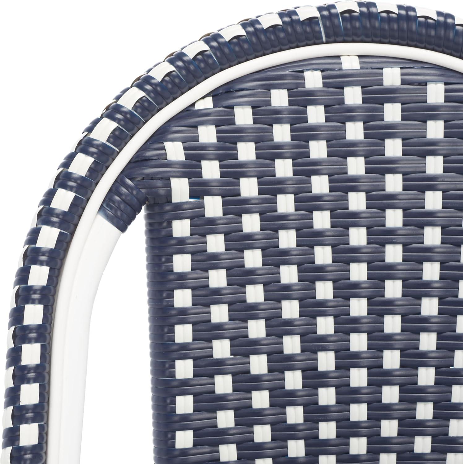image:imageSAFAVIEH Outdoor Collection California Bistro Navy Side Chair Set of 2 Fully AssembledNavyWhite White