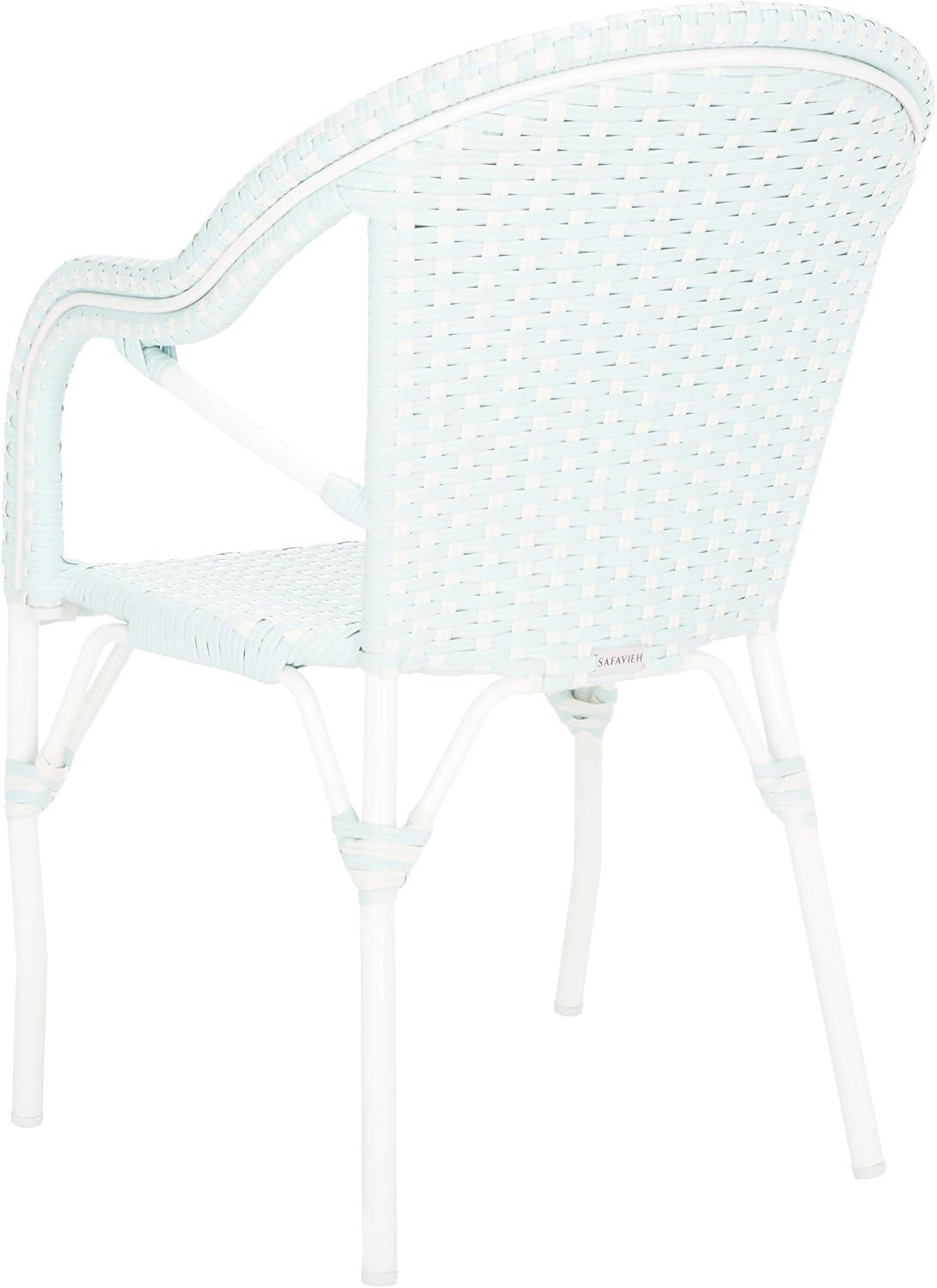image:imageSAFAVIEH Outdoor Collection California Bistro NavyWhite 36inch Seat Height Armchair Set of 2 Fully AssembledBaby BlueWhite