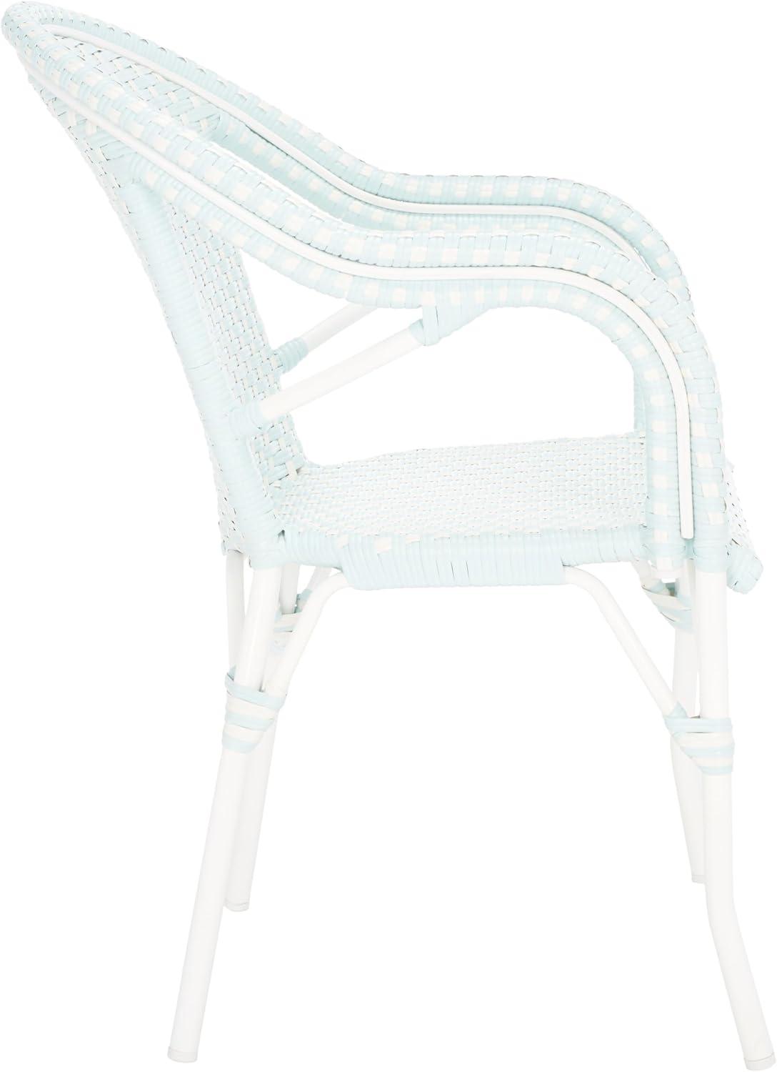 image:imageSAFAVIEH Outdoor Collection California Bistro NavyWhite 36inch Seat Height Armchair Set of 2 Fully AssembledBaby BlueWhite