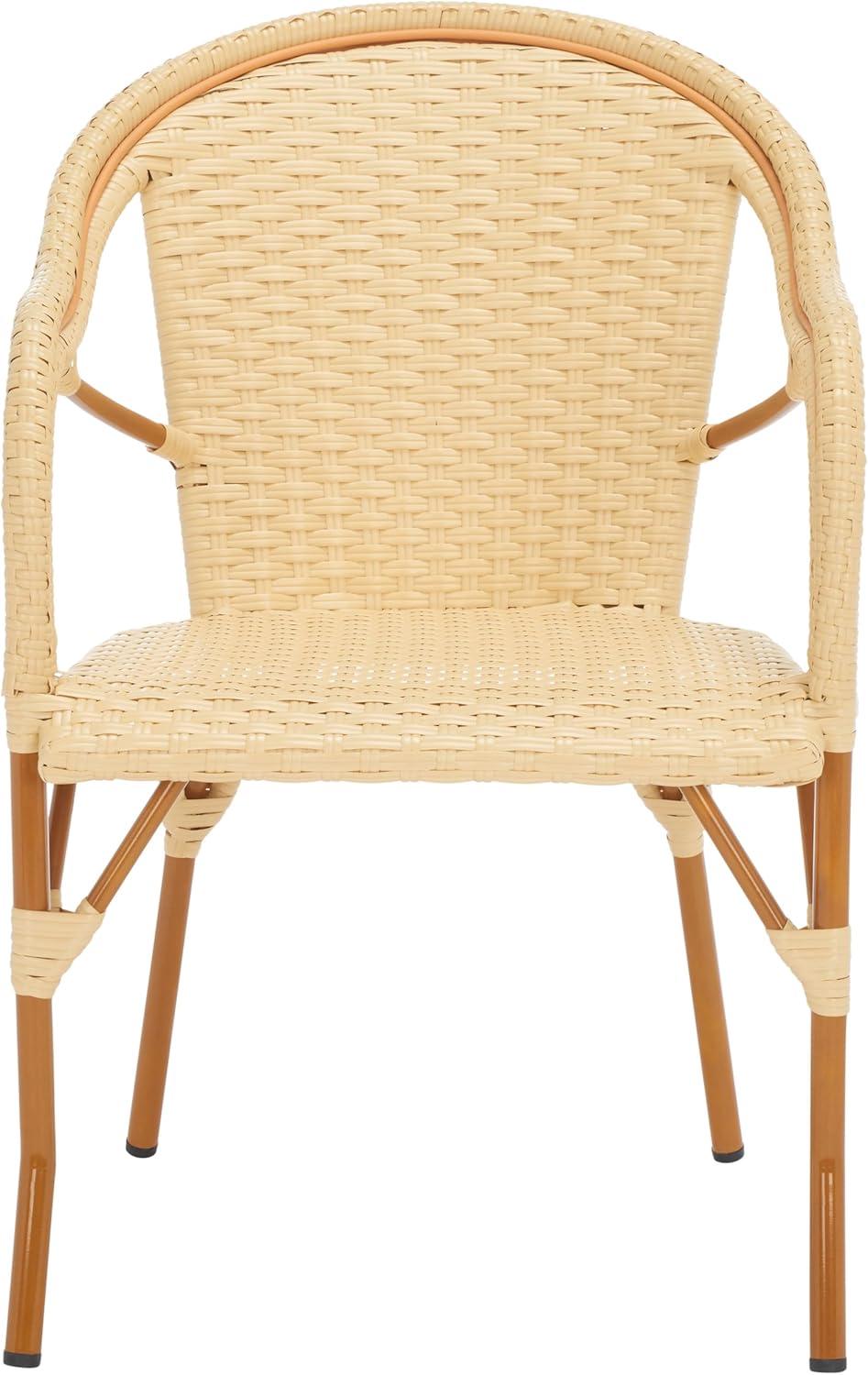 image:imageSAFAVIEH Outdoor Collection California Bistro NavyWhite 36inch Seat Height Armchair Set of 2 Fully AssembledNatural