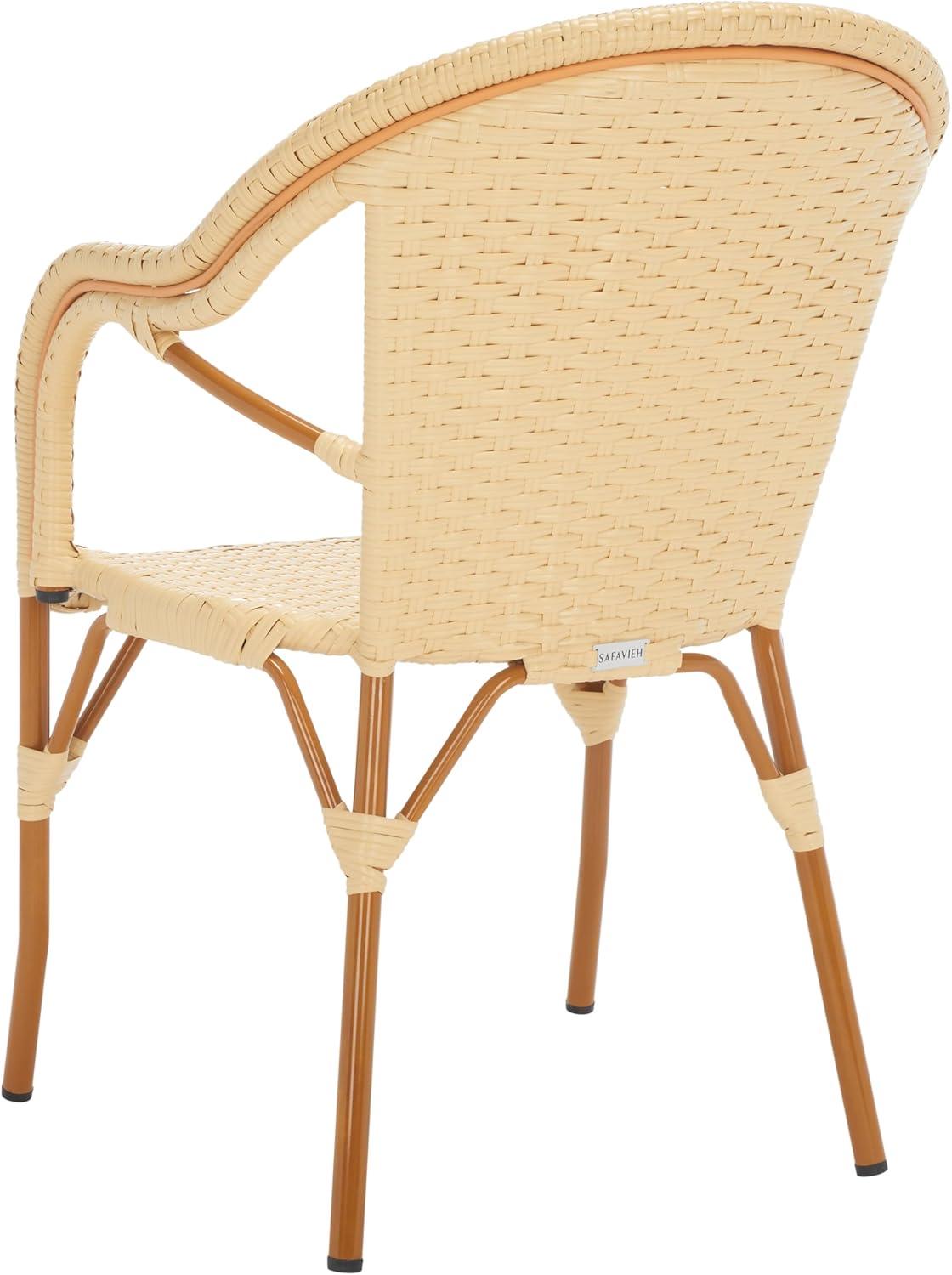 image:imageSAFAVIEH Outdoor Collection California Bistro NavyWhite 36inch Seat Height Armchair Set of 2 Fully AssembledNatural