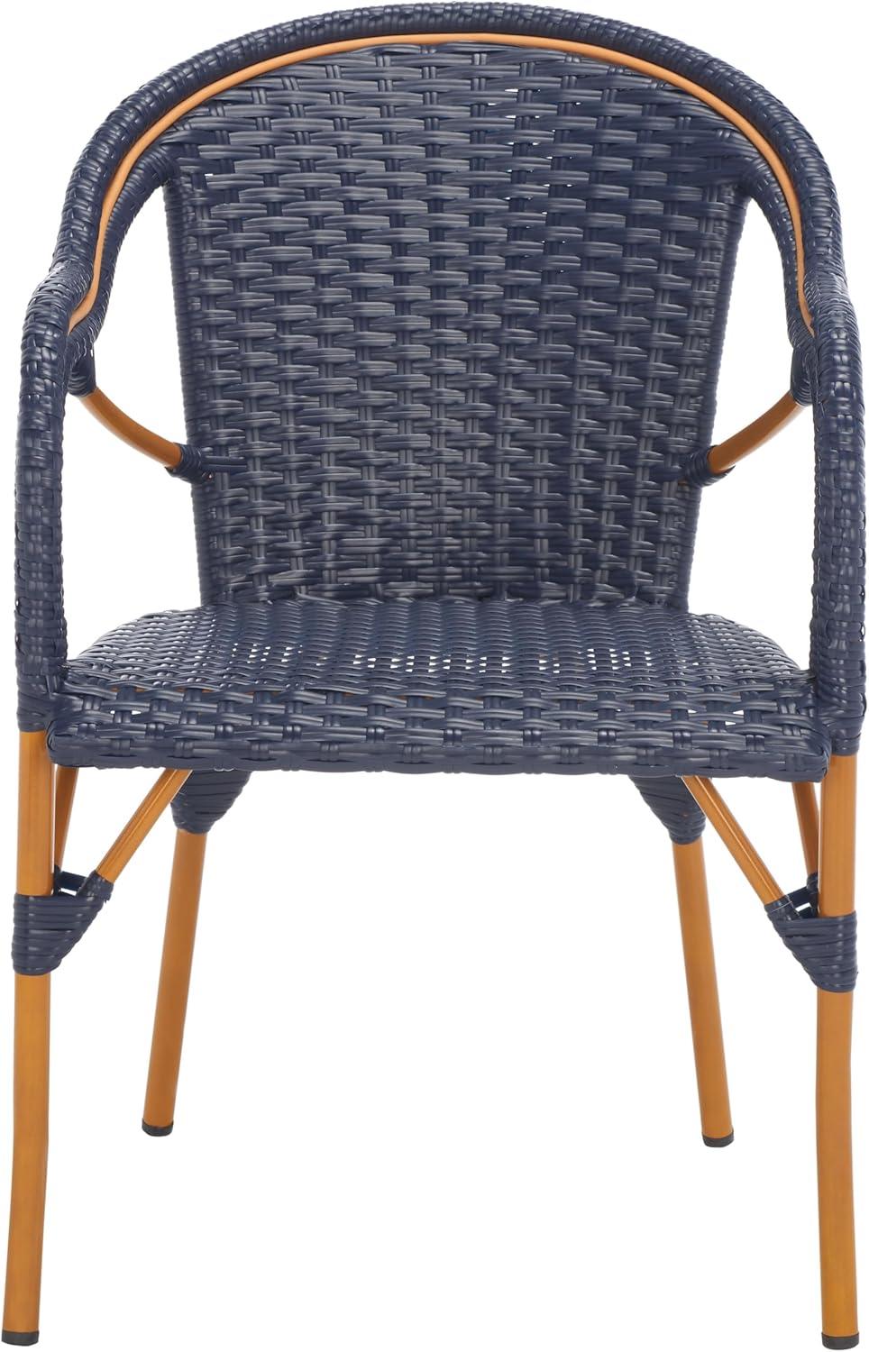 image:imageSAFAVIEH Outdoor Collection California Bistro NavyWhite 36inch Seat Height Armchair Set of 2 Fully AssembledNavy