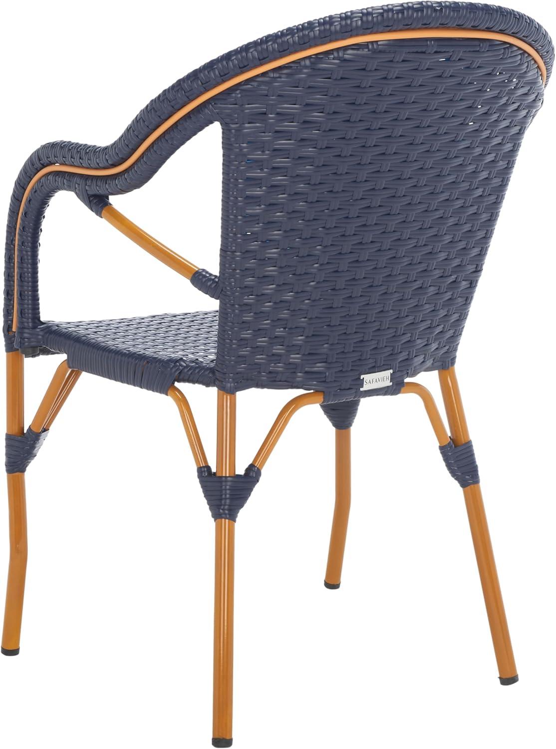 image:imageSAFAVIEH Outdoor Collection California Bistro NavyWhite 36inch Seat Height Armchair Set of 2 Fully AssembledNavy