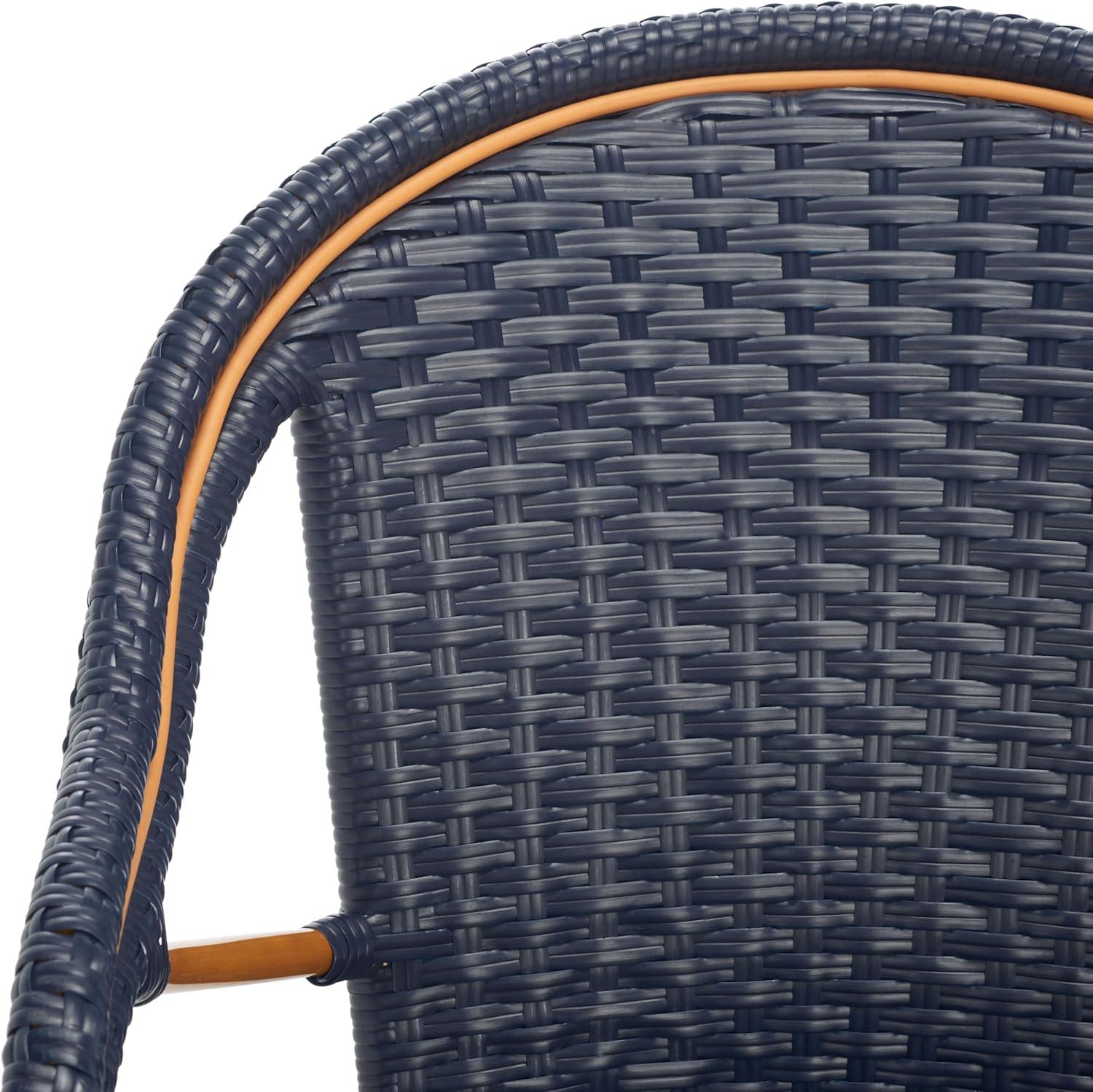 image:imageSAFAVIEH Outdoor Collection California Bistro NavyWhite 36inch Seat Height Armchair Set of 2 Fully AssembledNavy
