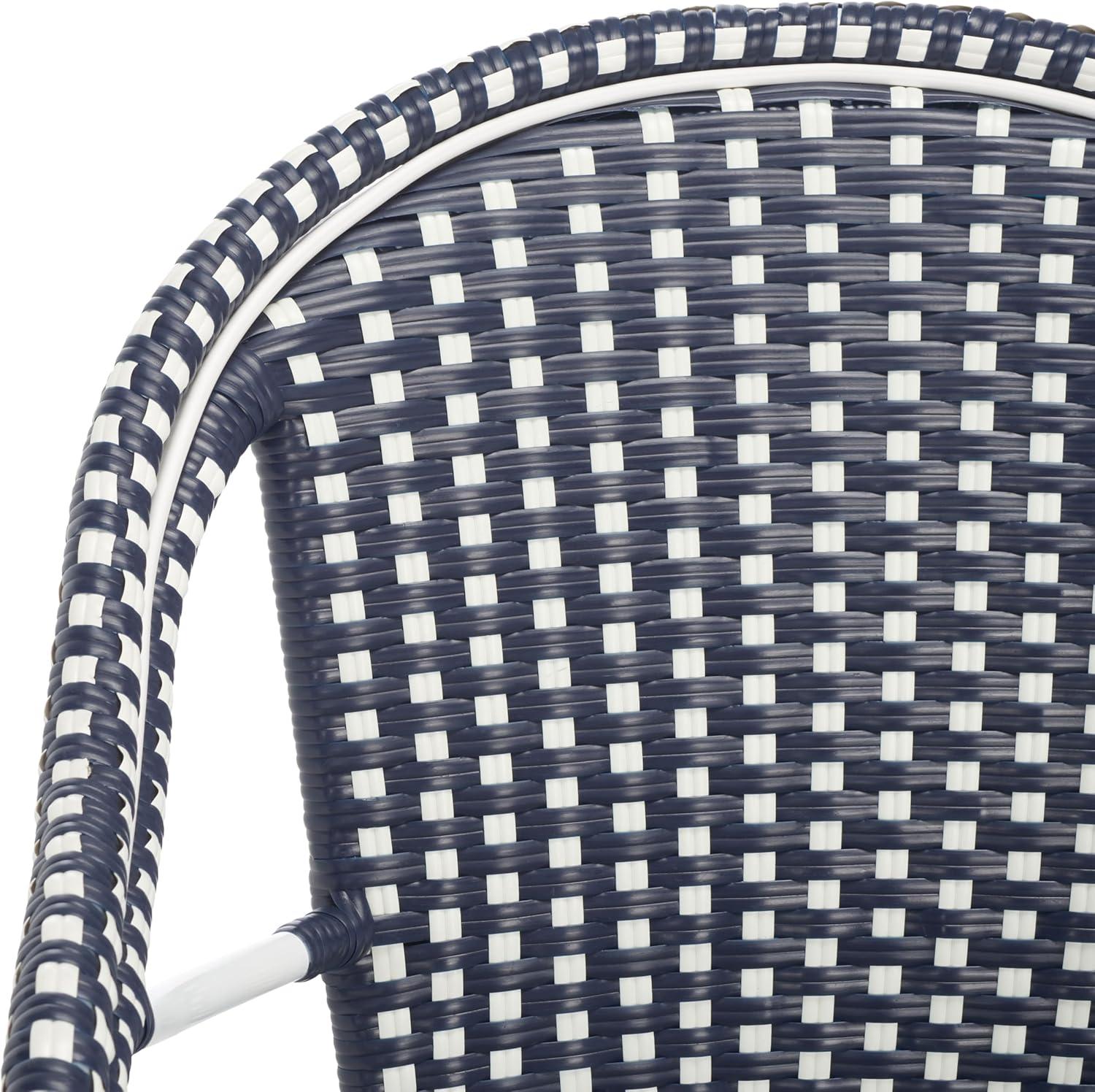 image:imageSAFAVIEH Outdoor Collection California Bistro NavyWhite 36inch Seat Height Armchair Set of 2 Fully AssembledNavyNavy