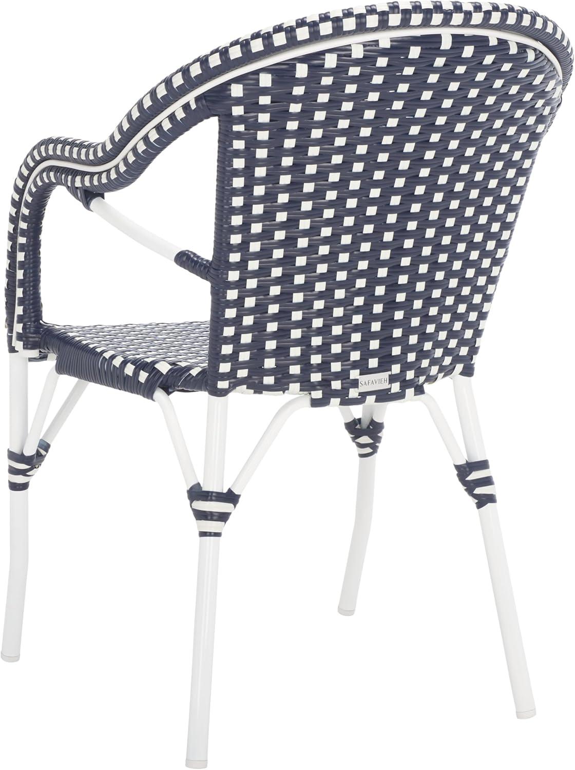 image:imageSAFAVIEH Outdoor Collection California Bistro NavyWhite 36inch Seat Height Armchair Set of 2 Fully AssembledNavyNavy