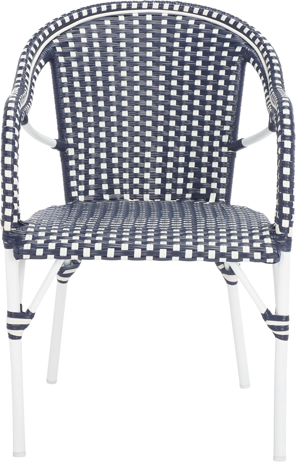 image:imageSAFAVIEH Outdoor Collection California Bistro NavyWhite 36inch Seat Height Armchair Set of 2 Fully AssembledNavyNavy
