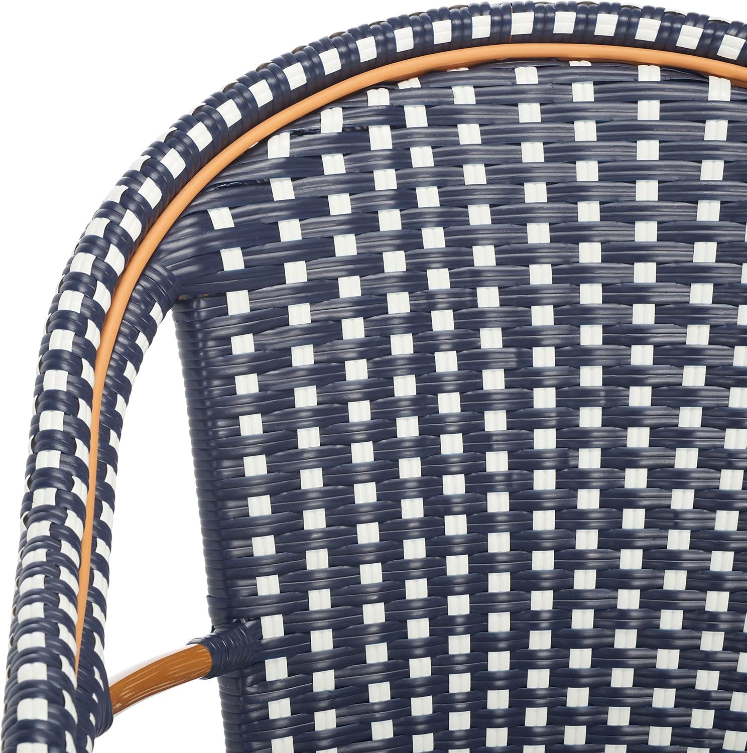 image:imageSAFAVIEH Outdoor Collection California Bistro NavyWhite 36inch Seat Height Armchair Set of 2 Fully AssembledNavyWhite