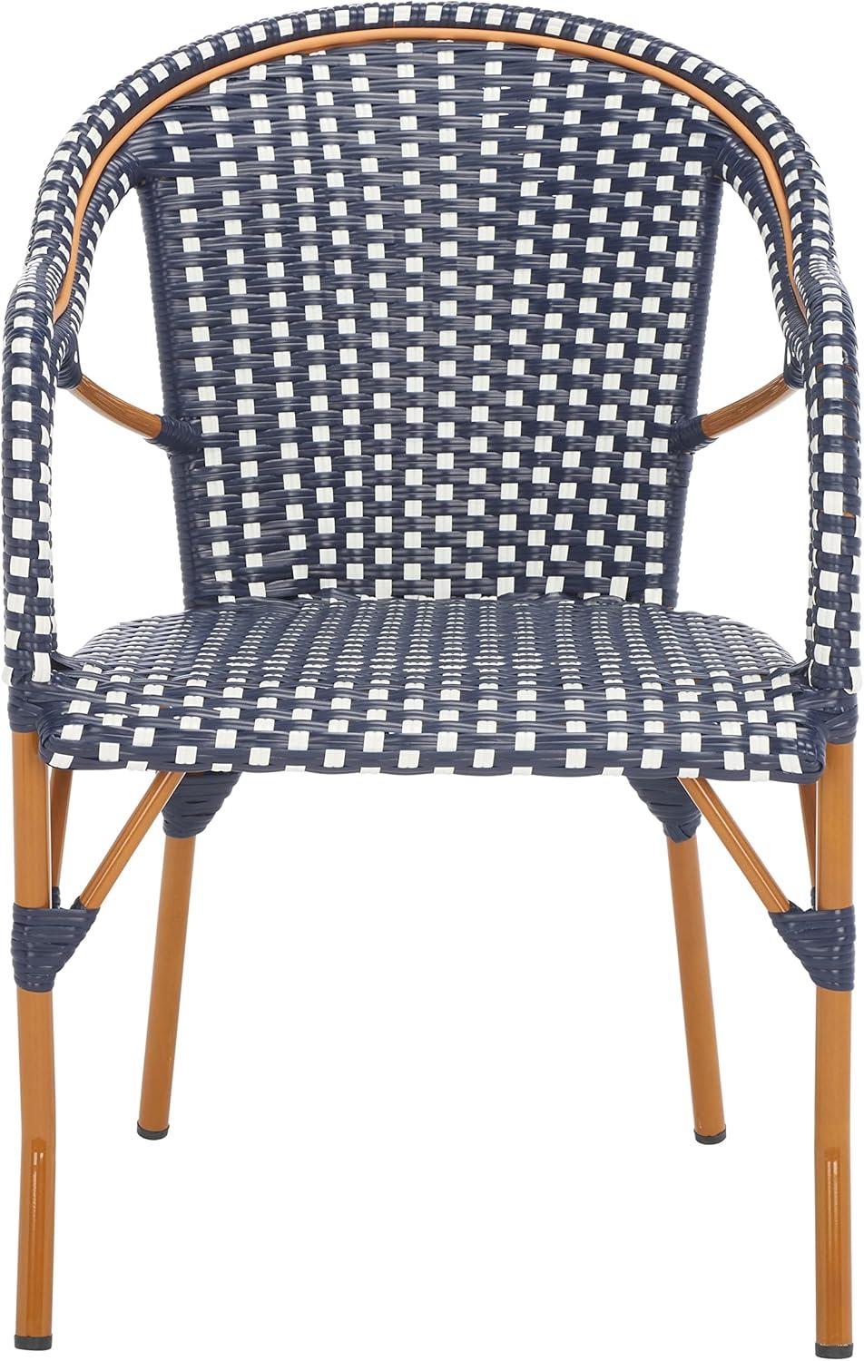 image:imageSAFAVIEH Outdoor Collection California Bistro NavyWhite 36inch Seat Height Armchair Set of 2 Fully AssembledNavyWhite