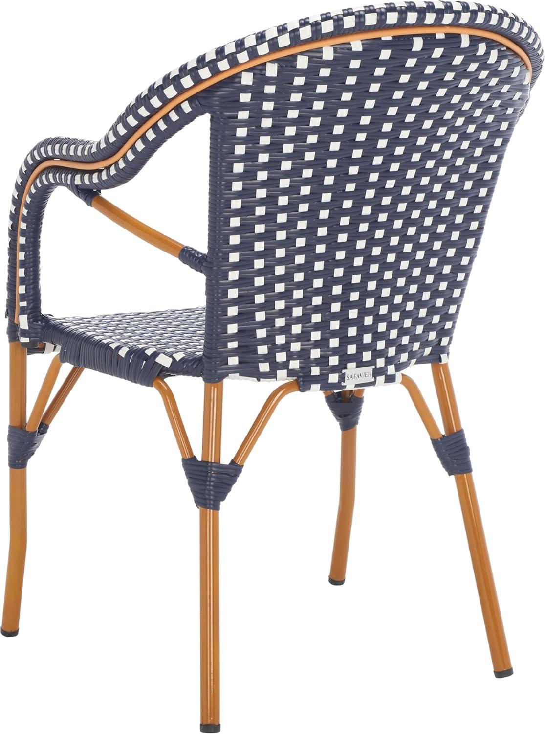 image:imageSAFAVIEH Outdoor Collection California Bistro NavyWhite 36inch Seat Height Armchair Set of 2 Fully AssembledNavyWhite