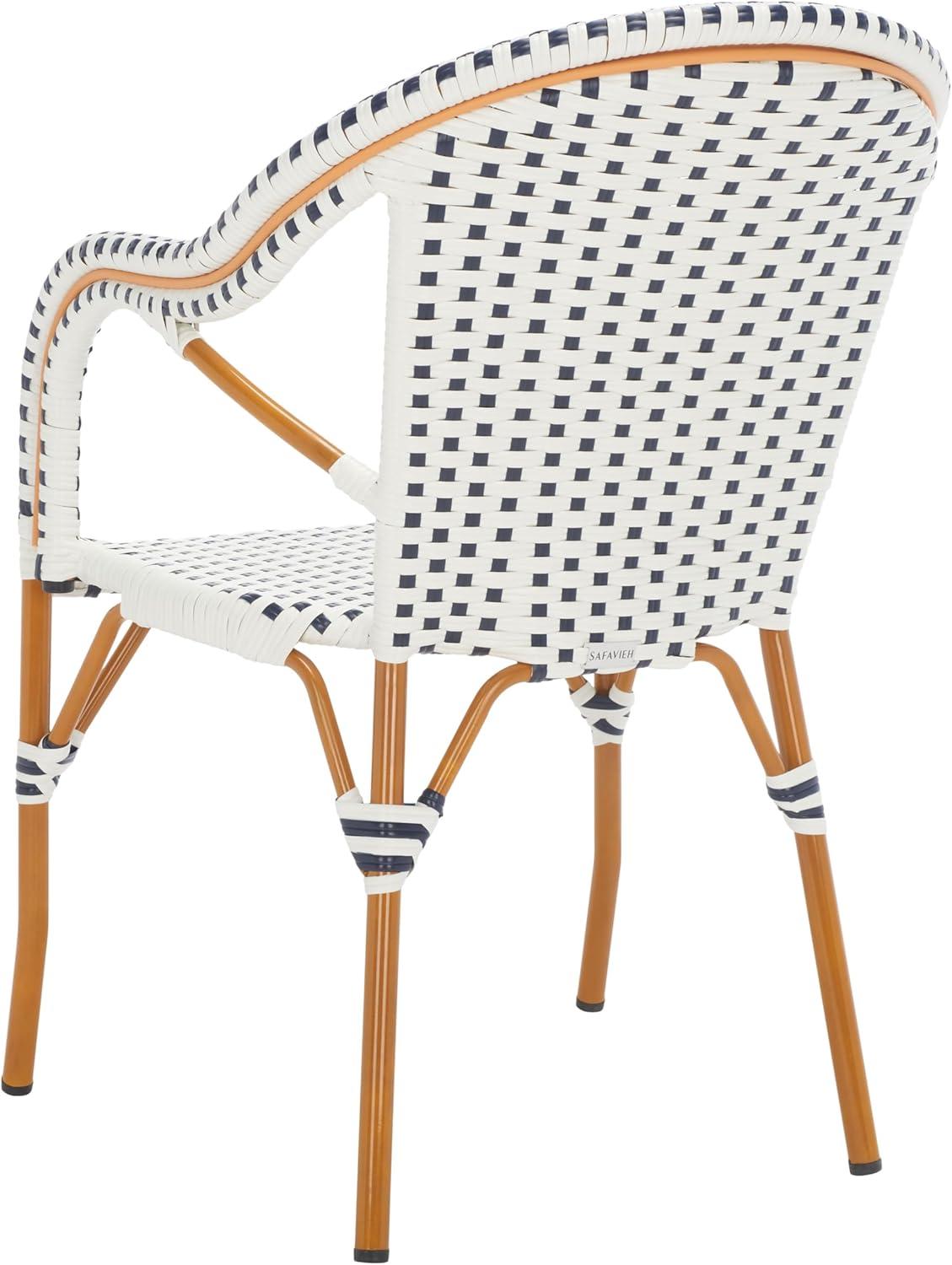 image:imageSAFAVIEH Outdoor Collection California Bistro NavyWhite 36inch Seat Height Armchair Set of 2 Fully AssembledWhiteNavy