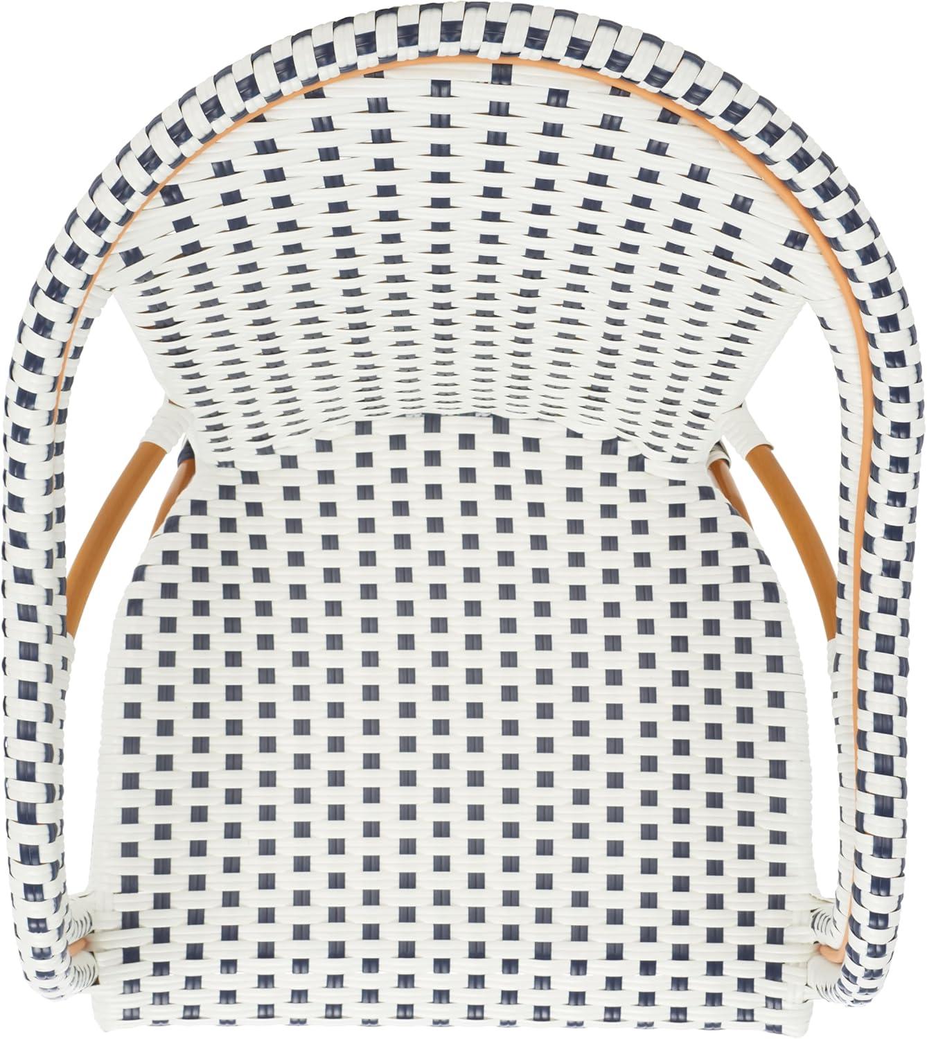 image:imageSAFAVIEH Outdoor Collection California Bistro NavyWhite 36inch Seat Height Armchair Set of 2 Fully AssembledWhiteNavy