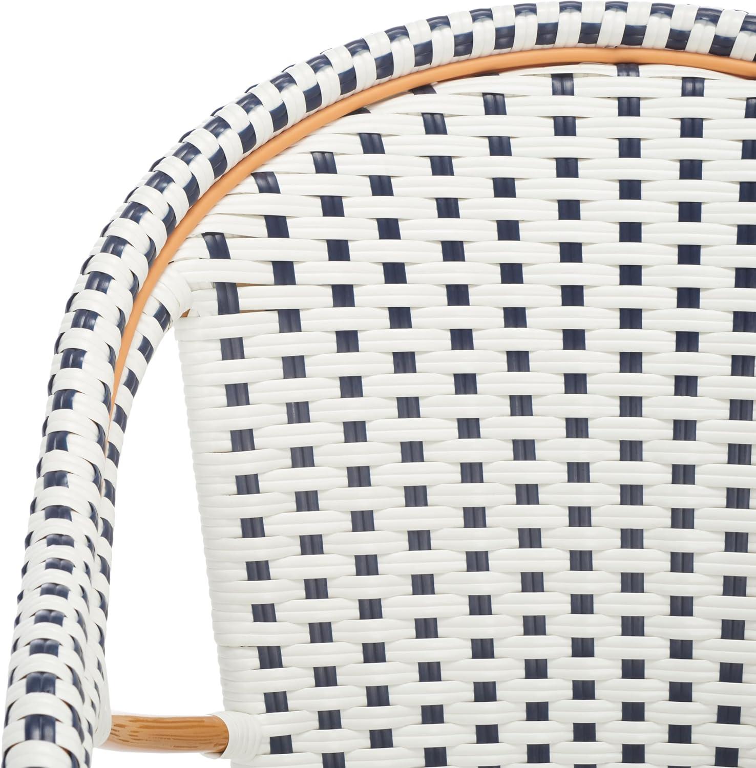 image:imageSAFAVIEH Outdoor Collection California Bistro NavyWhite 36inch Seat Height Armchair Set of 2 Fully AssembledWhiteNavy
