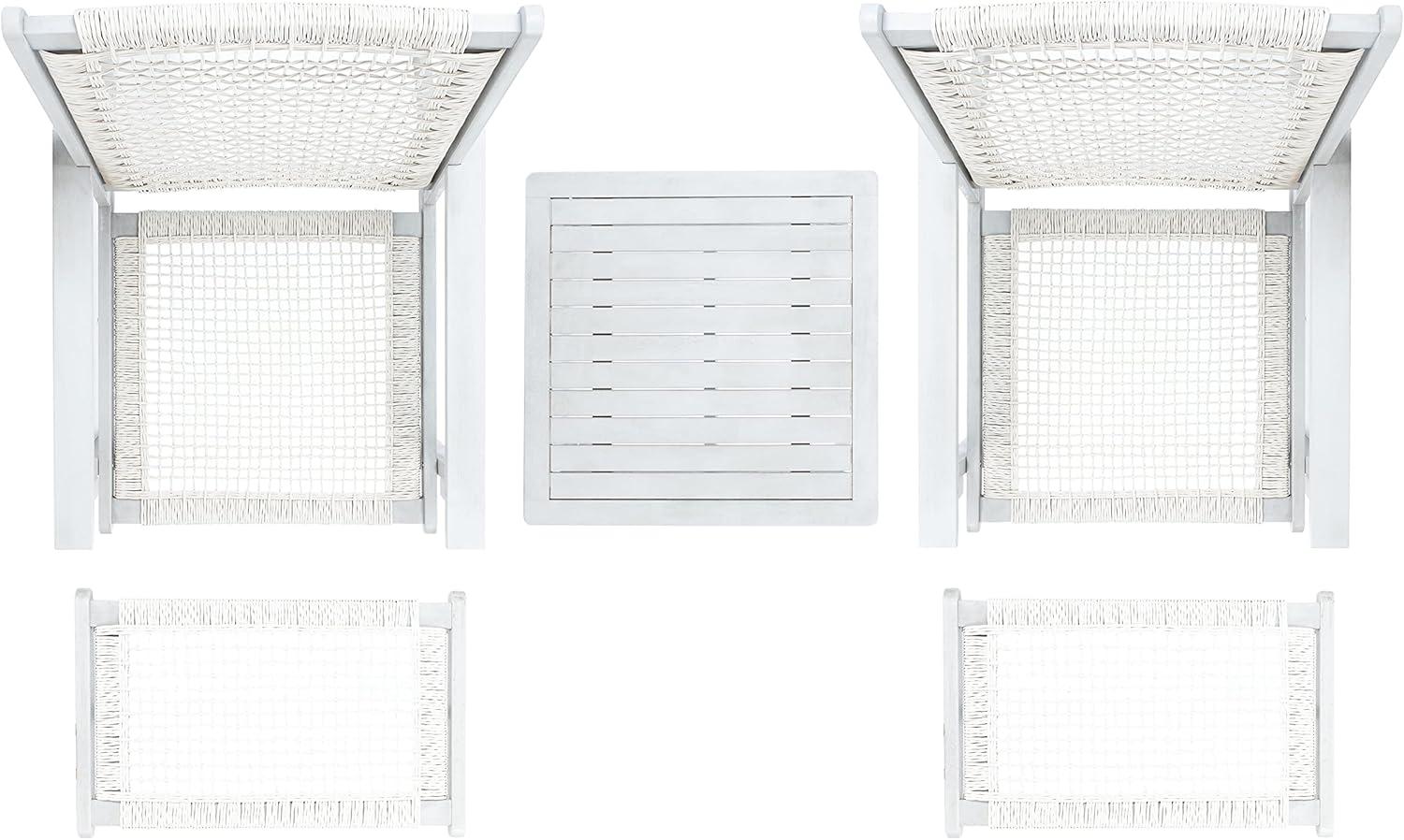 image:imageSAFAVIEH Outdoor Collection Chantelle Acacia Wood Woven Rattan 5Piece Patio Set PAT7076B GreyGreyGreyGrey