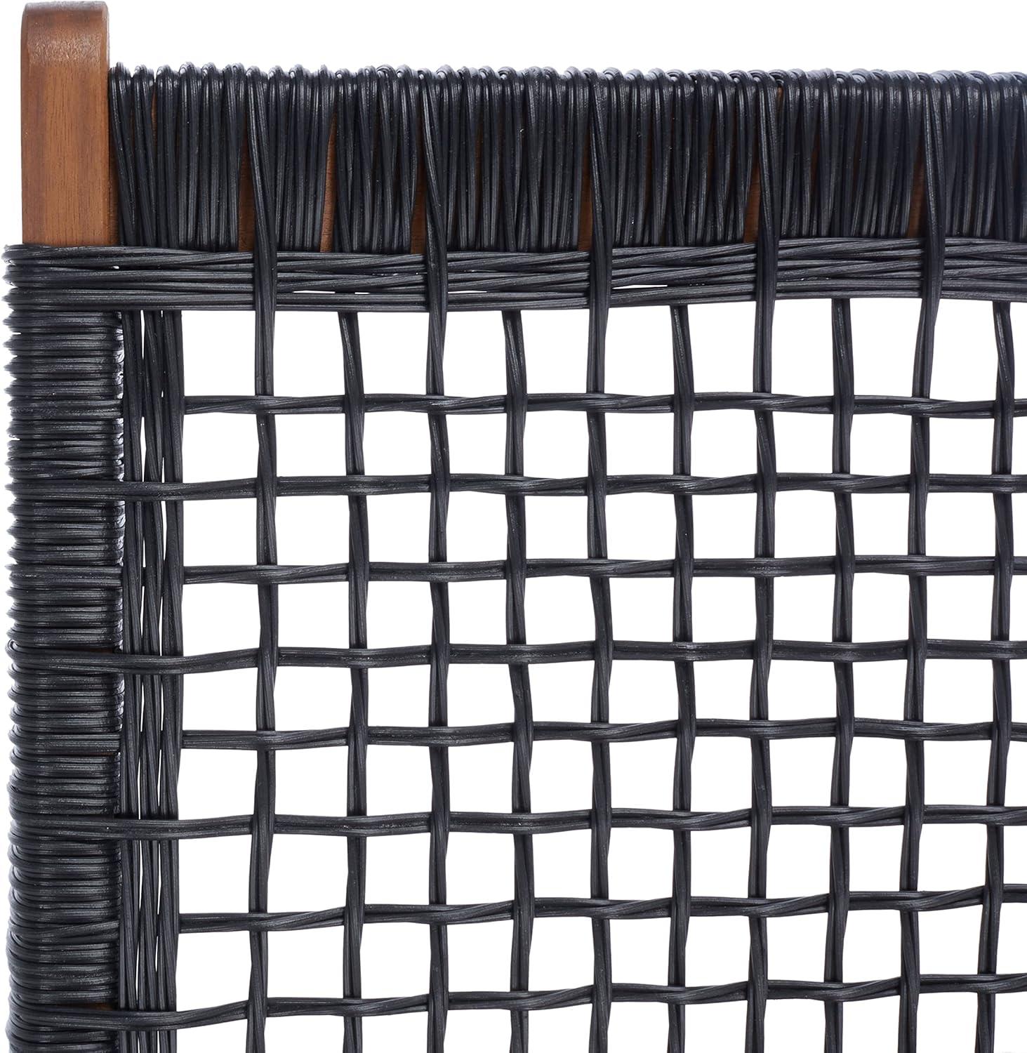 image:imageSAFAVIEH Outdoor Collection Chantelle Acacia Wood Woven Rattan 5Piece Patio Set PAT7076B GreyGreyNaturalBlack