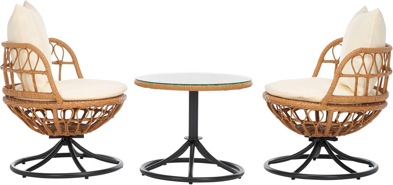image:imageSAFAVIEH Outdoor Collection Colby NaturalBeige 3Piece Patio Set