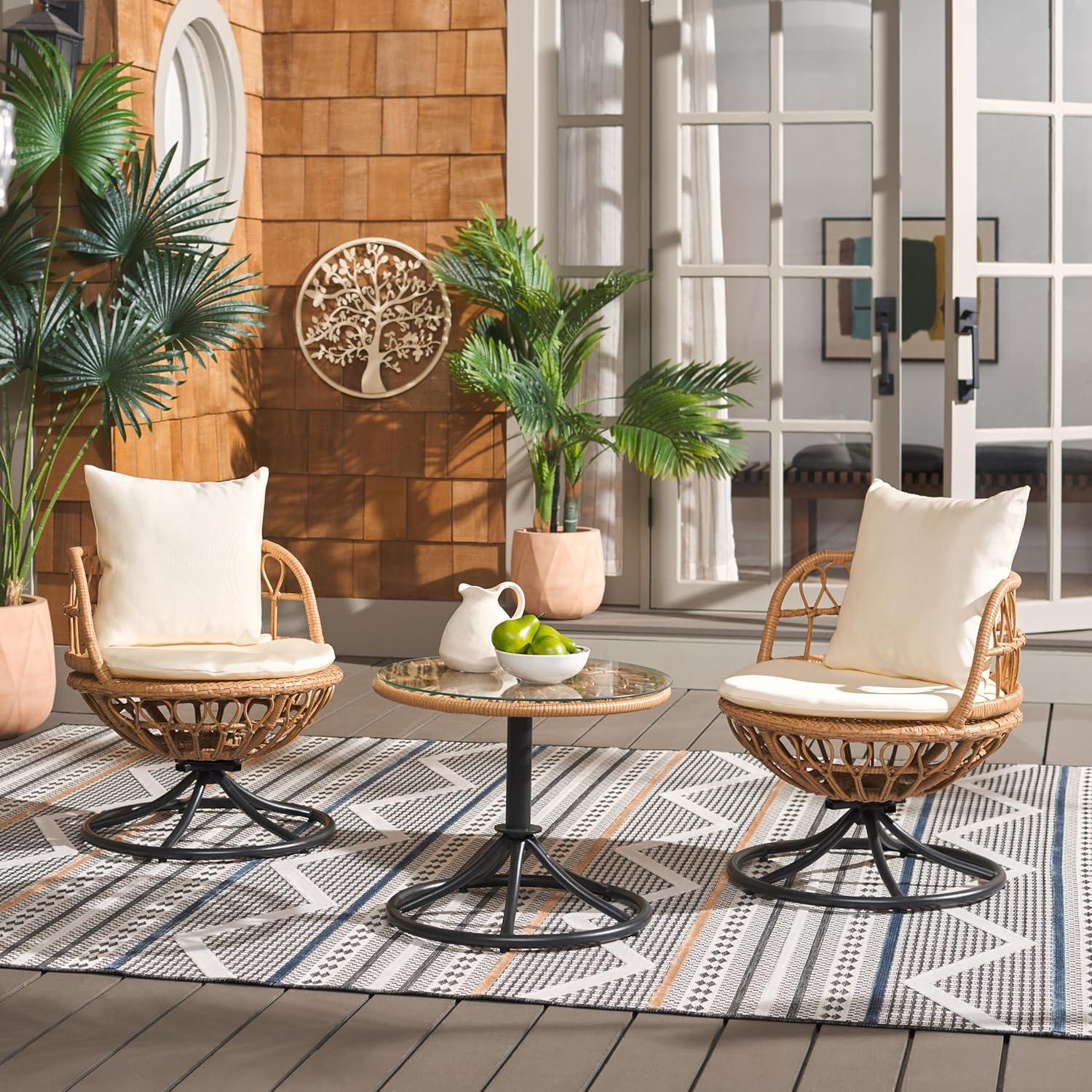 image:imageSAFAVIEH Outdoor Collection Colby NaturalBeige 3Piece Patio Set