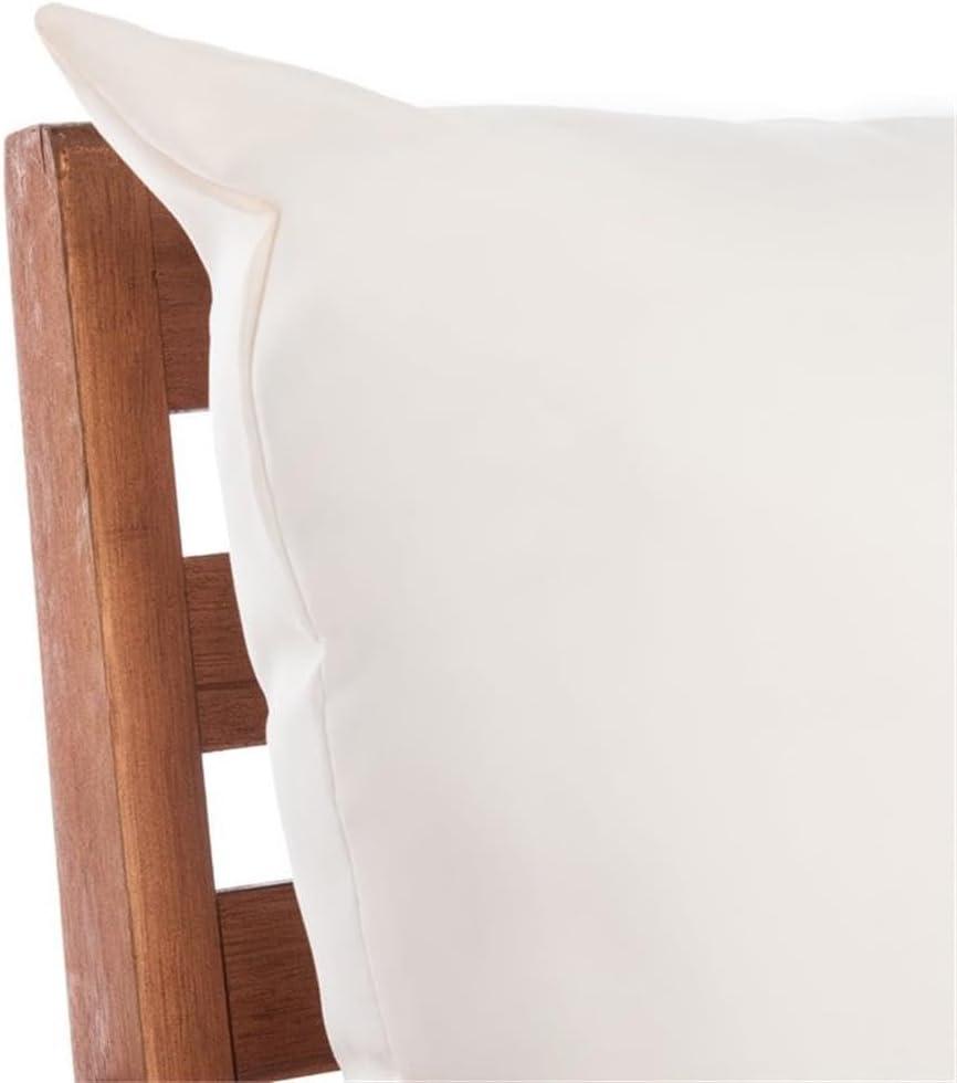 image:imageSAFAVIEH Outdoor Collection Deacon Natural Acacia WoodBeige Cushion 4Piece Conversation Patio Set with Accent PillowsNaturalBeige