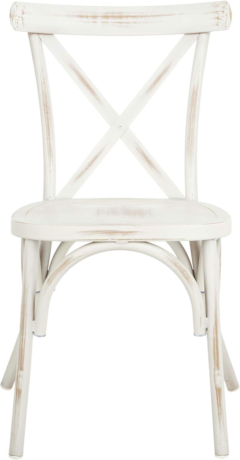 image:imageSAFAVIEH Outdoor Collection Elia Distressed White Stackable Chair Set of 2
