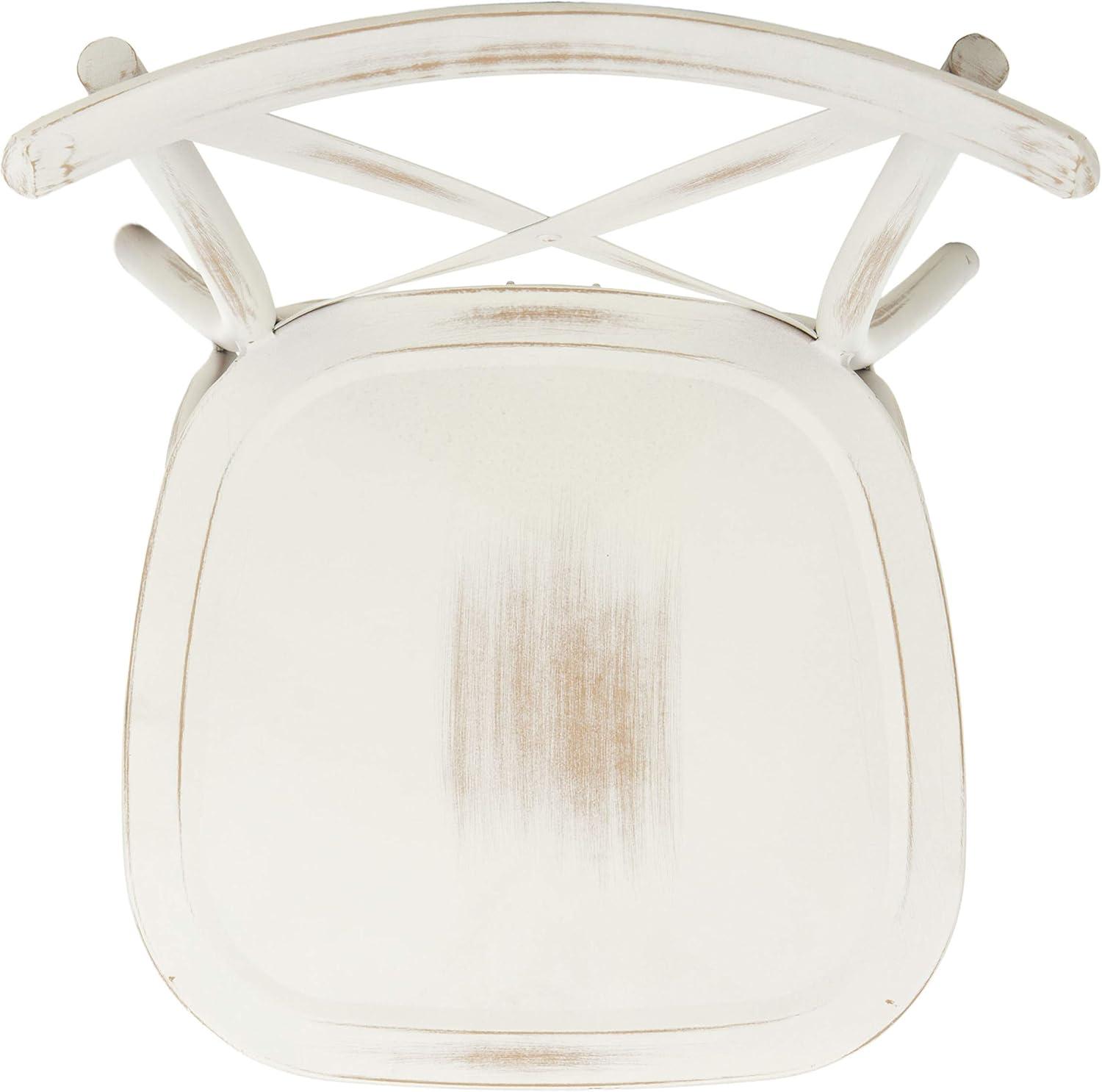 image:imageSAFAVIEH Outdoor Collection Elia Distressed White Stackable Chair Set of 2