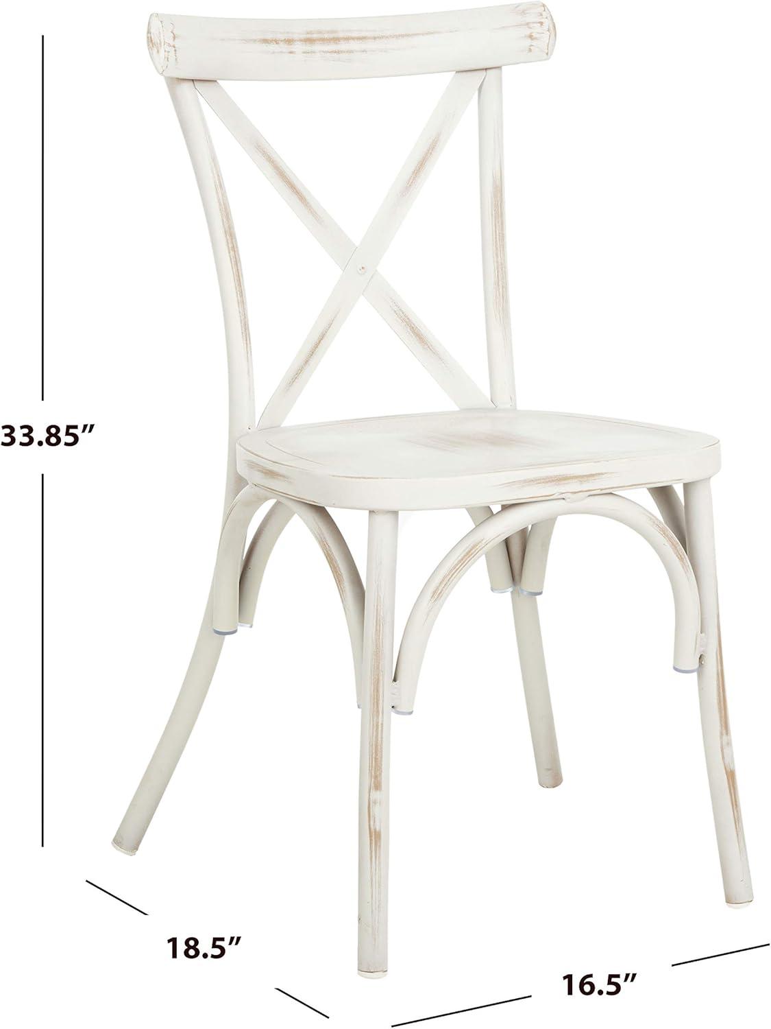 image:imageSAFAVIEH Outdoor Collection Elia Distressed White Stackable Chair Set of 2