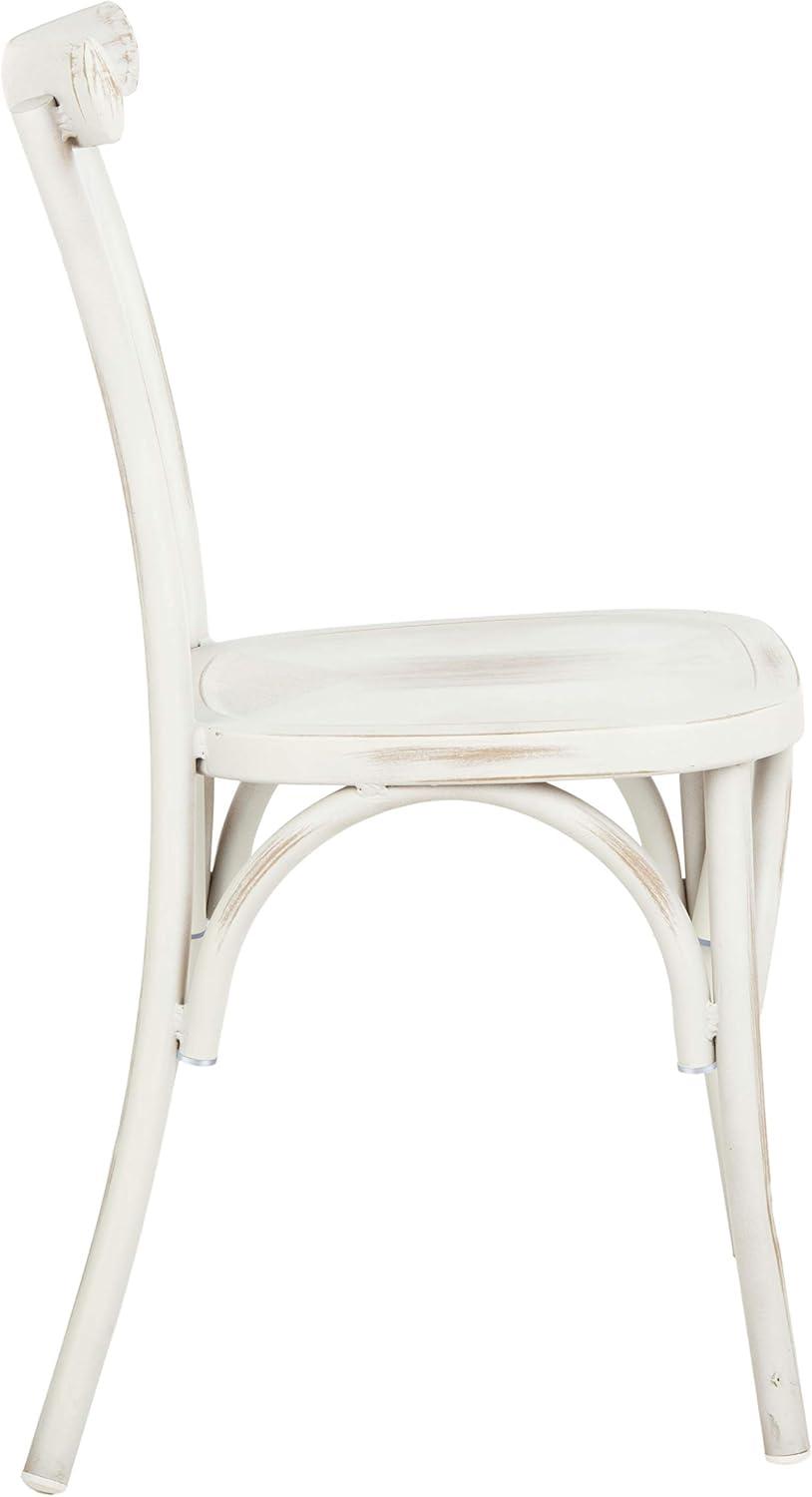 image:imageSAFAVIEH Outdoor Collection Elia Distressed White Stackable Chair Set of 2