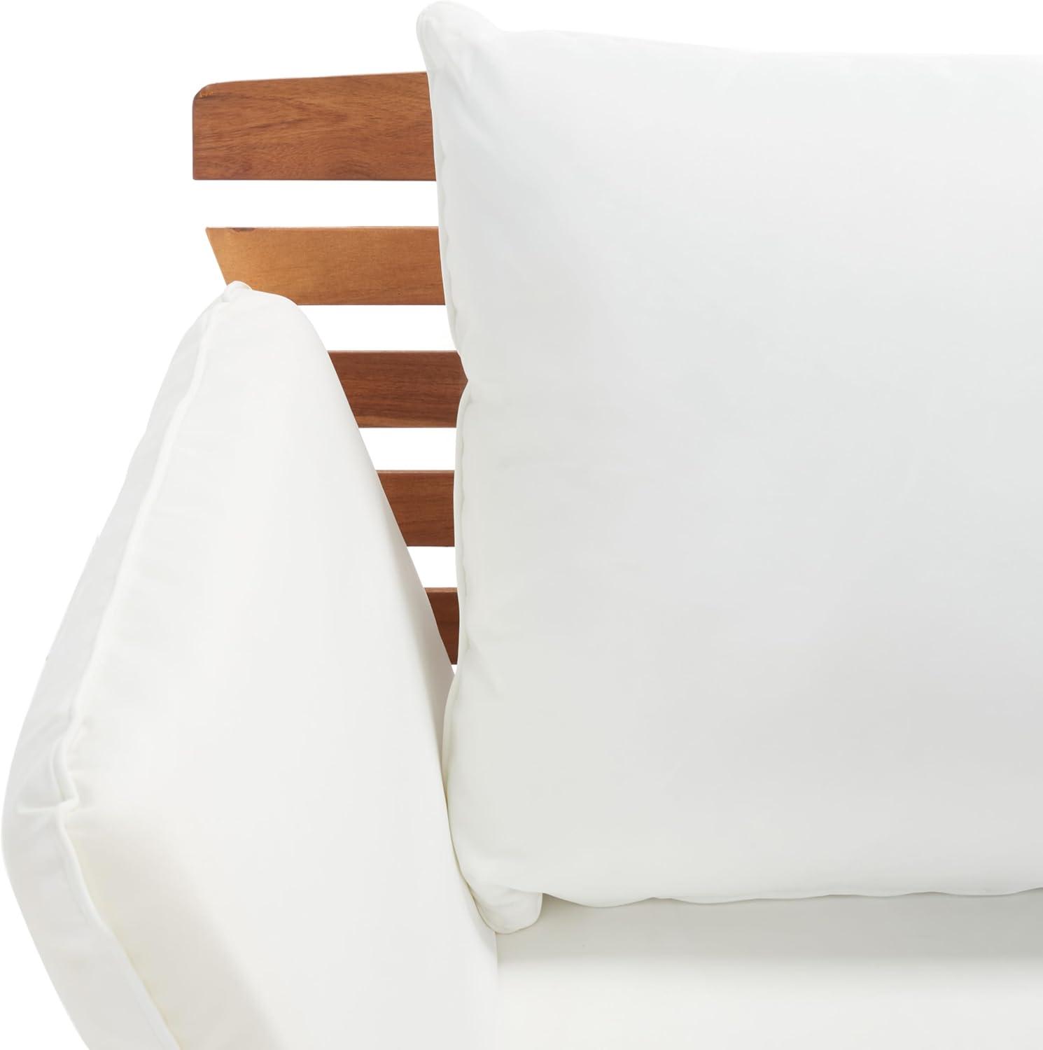 image:imageSAFAVIEH Outdoor Collection Emely Natural Acacia WoodGrey Expandable Loveseat DaybedNaturalBeige