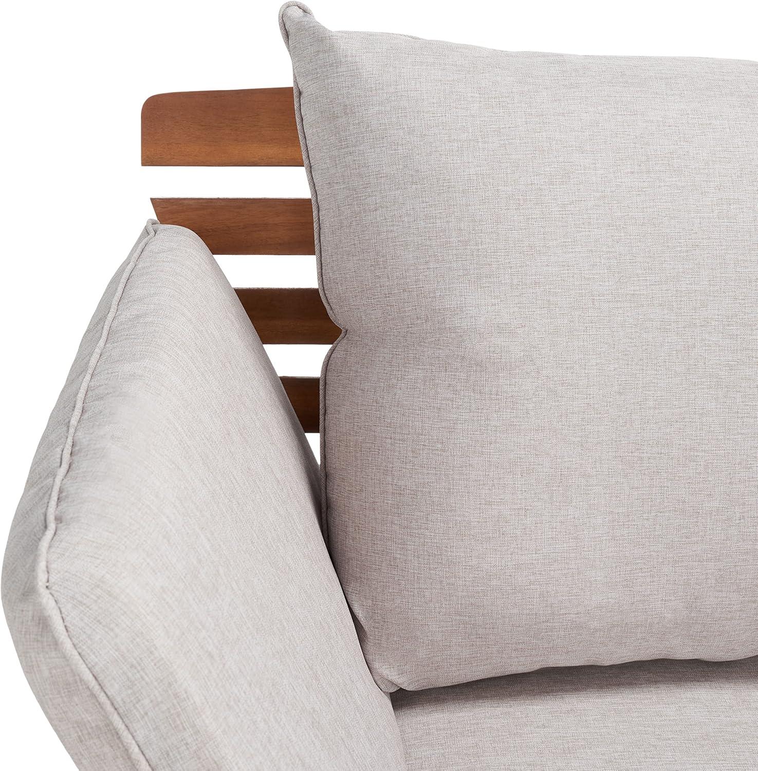image:imageSAFAVIEH Outdoor Collection Emely Natural Acacia WoodGrey Expandable Loveseat DaybedNaturalLight Grey