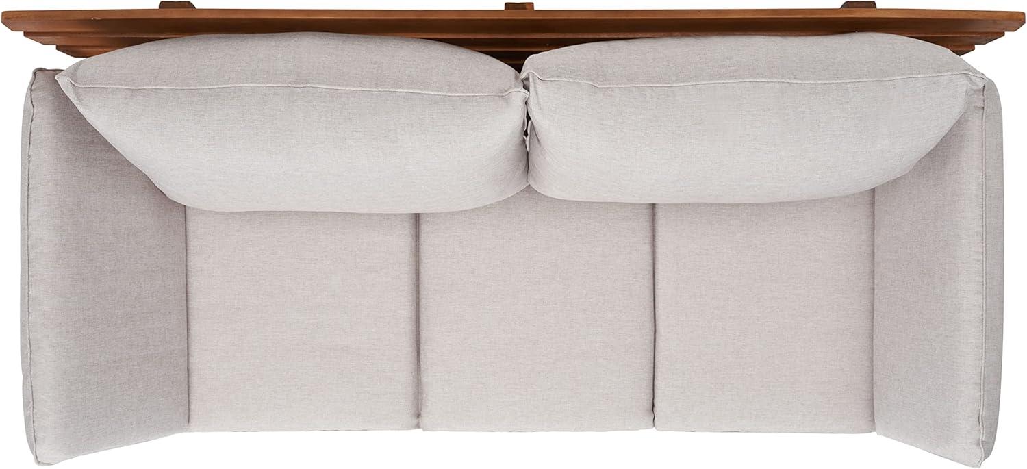image:imageSAFAVIEH Outdoor Collection Emely Natural Acacia WoodGrey Expandable Loveseat DaybedNaturalLight Grey